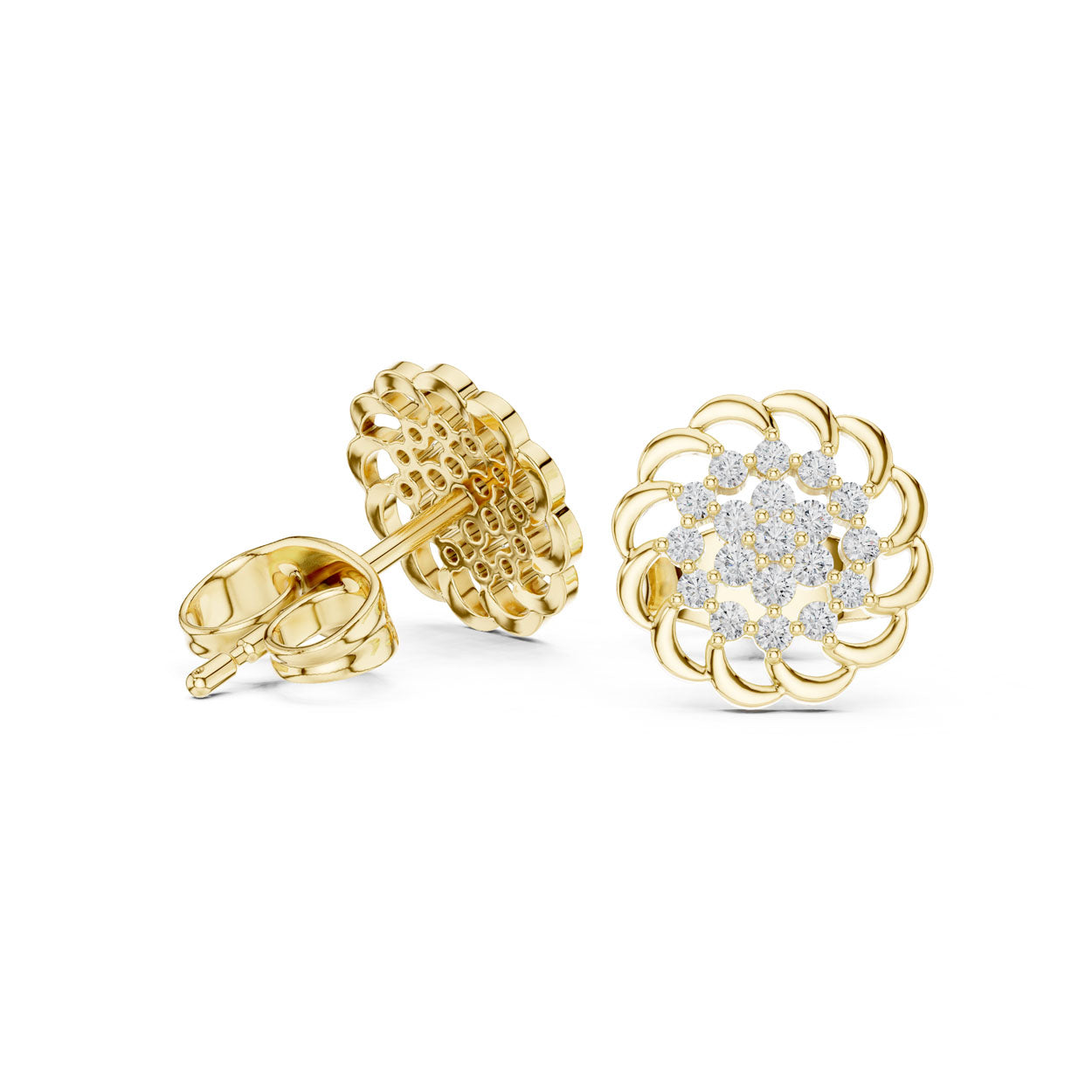 .18 Ct. Floral Diamond Rosette Stud Earrings (9#10087E) 3