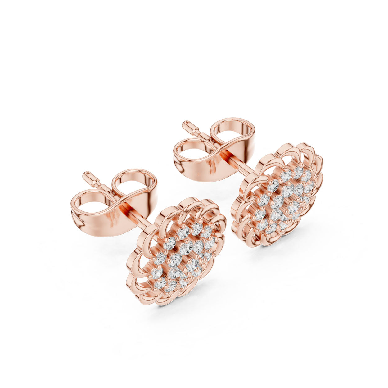 .18 Ct. Floral Diamond Rosette Stud Earrings (9#10087E) 6
