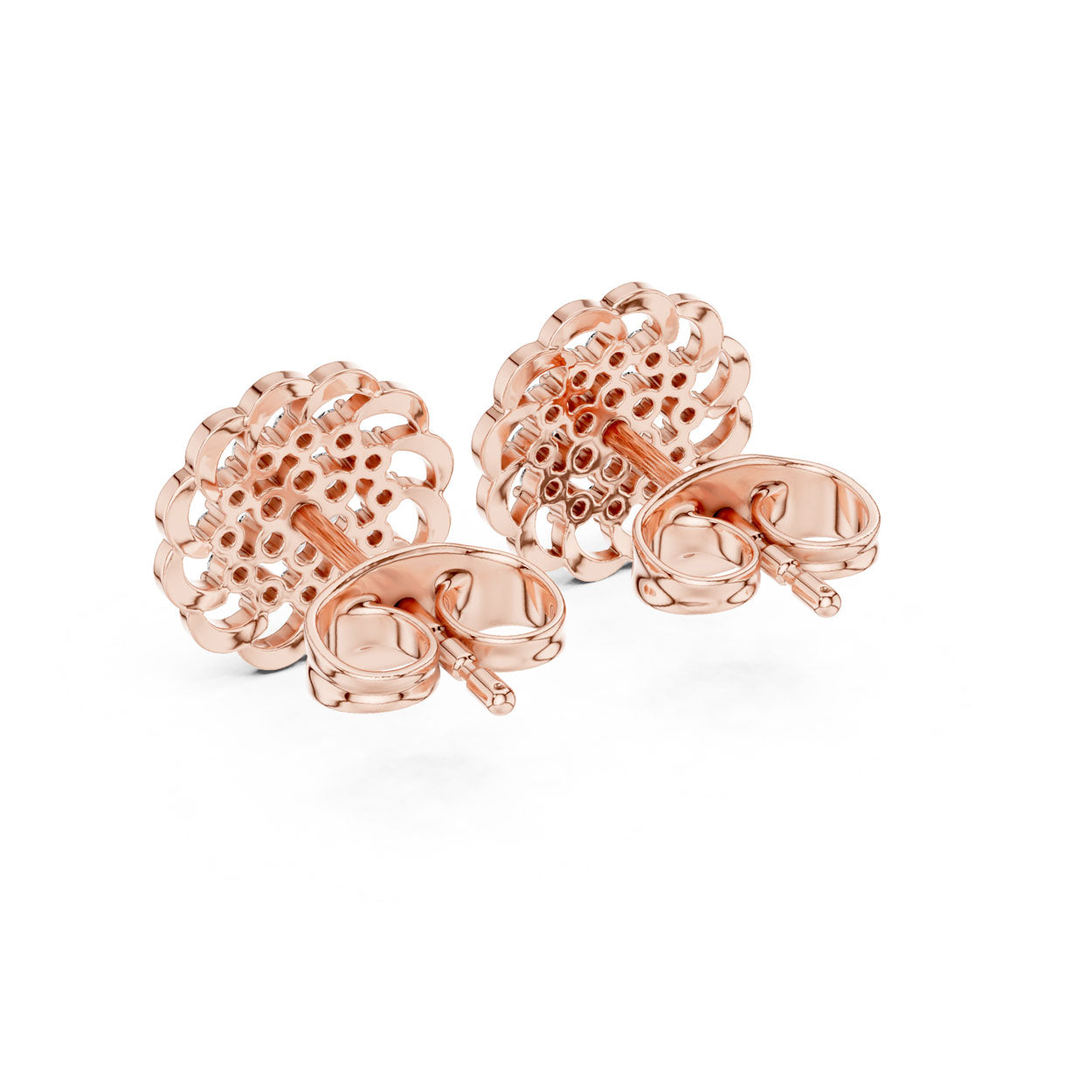 .18 Ct. Floral Diamond Rosette Stud Earrings (9#10087E) 12