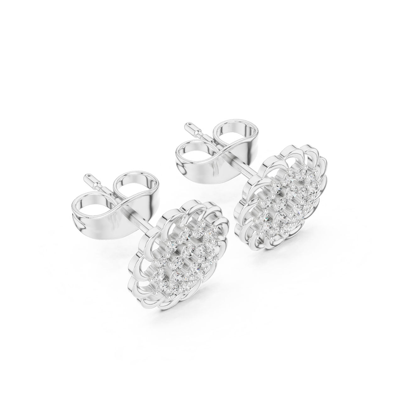 .18 Ct. Floral Diamond Rosette Stud Earrings (9#10087E) 9