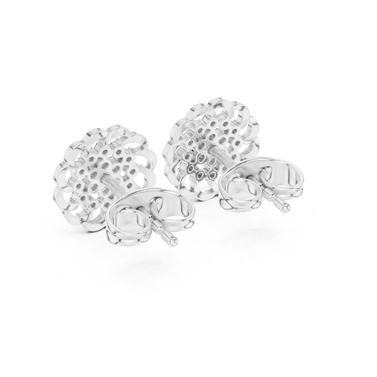 .18 Ct. Floral Diamond Rosette Stud Earrings (9#10087E) 10