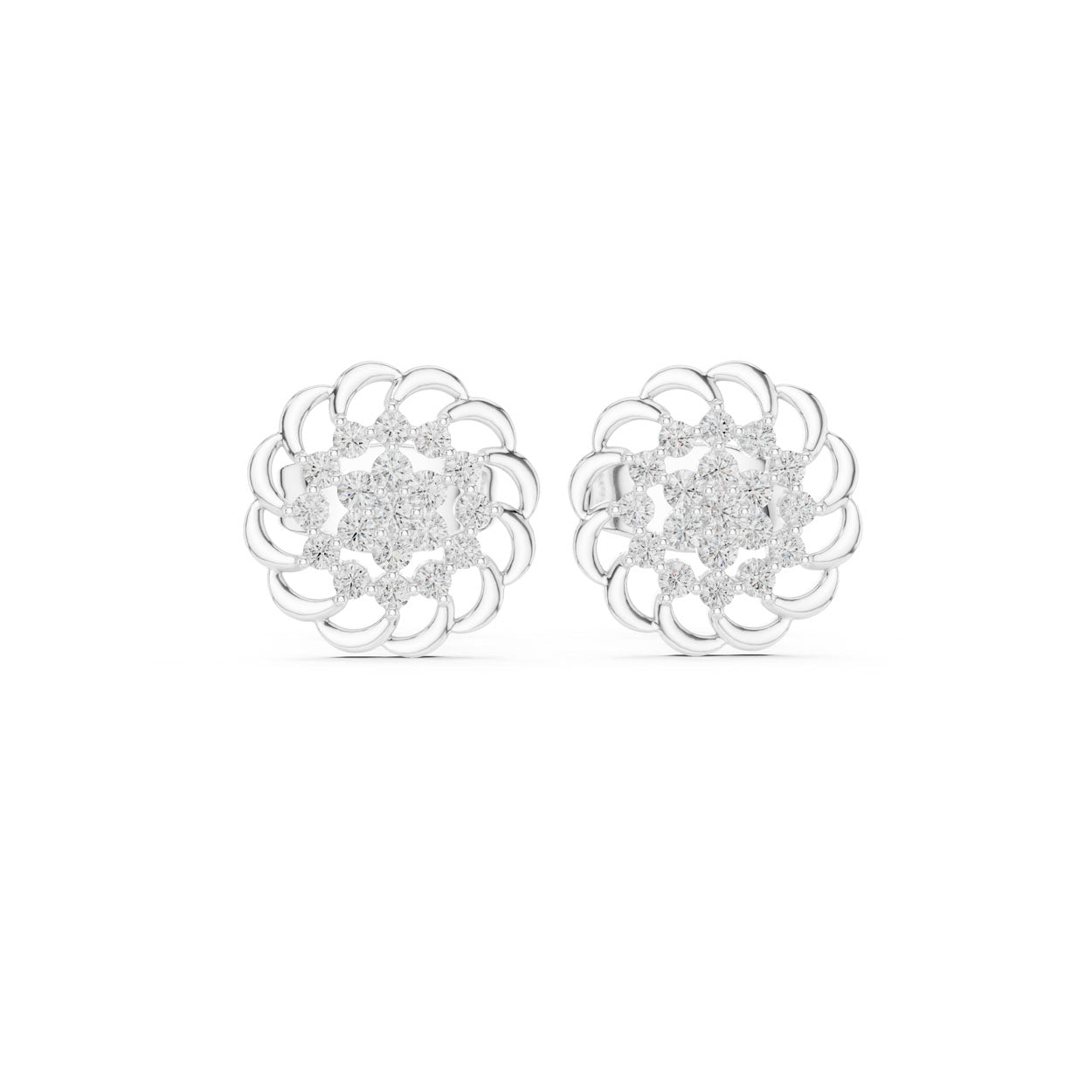 .18 Ct. Floral Diamond Rosette Stud Earrings (9#10087E) 8