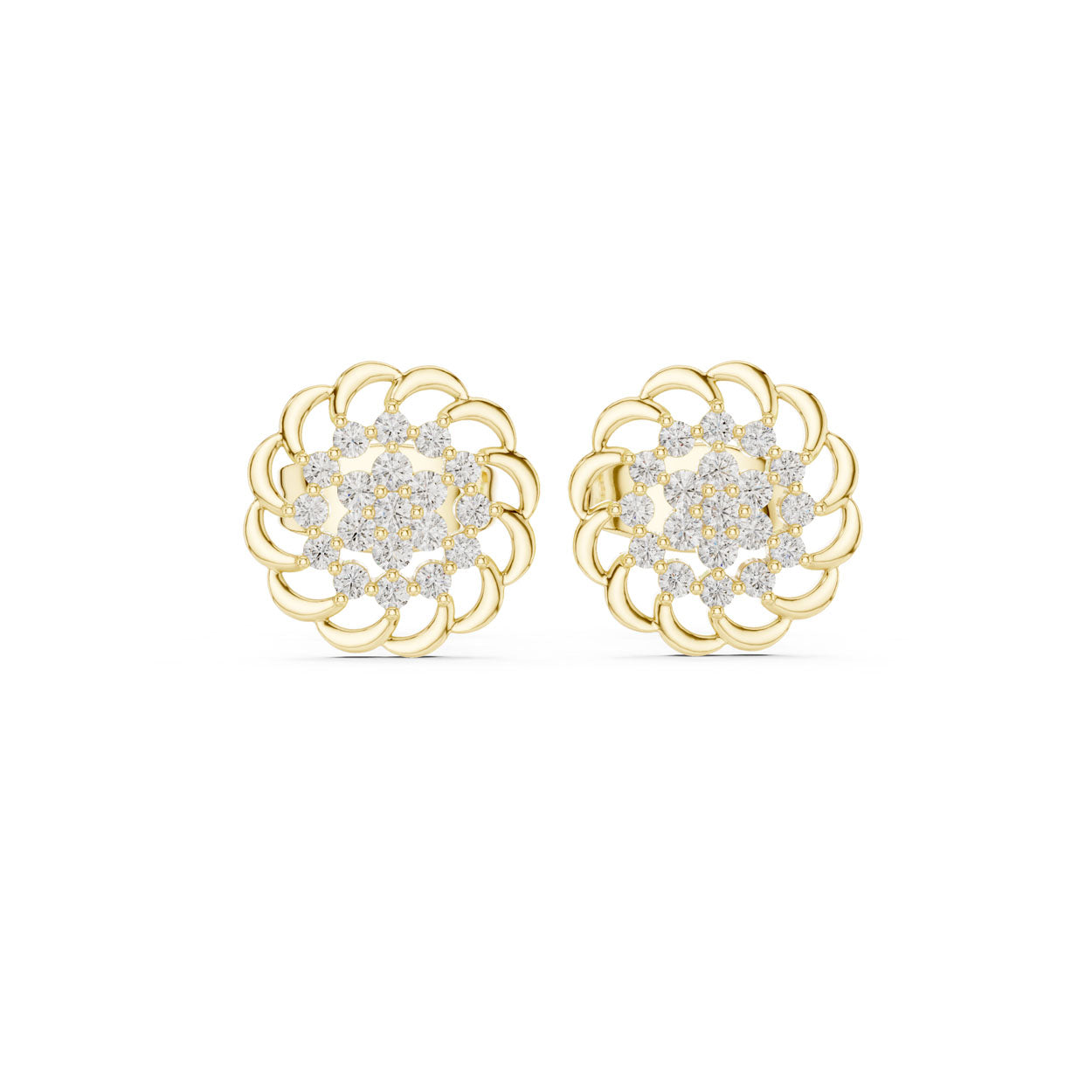 .18 Ct. Floral Diamond Rosette Stud Earrings (9#10087E) 4