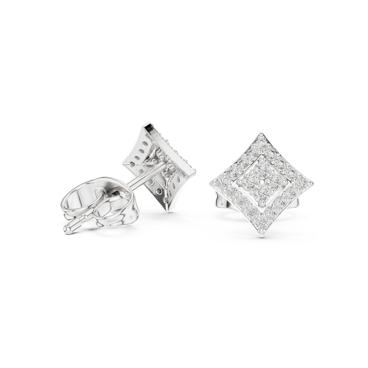 .19 Ct. Geometric Diamond Kite Earrings with Layered Halo Design (9#10088E) 12