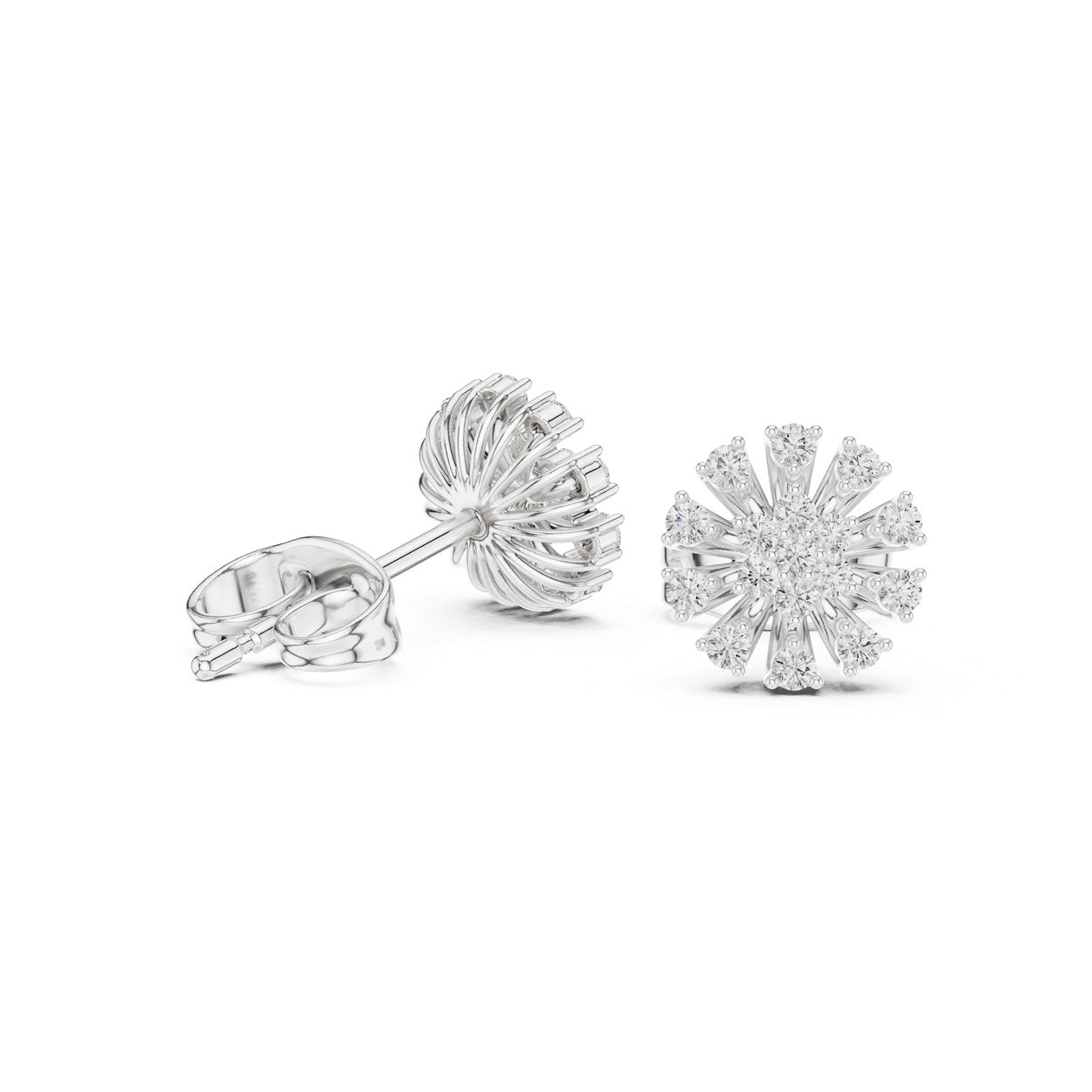 .19 Ct. Round Diamond Sunburst Earrings with Sculpted Prong Setting (9#10089E) 12