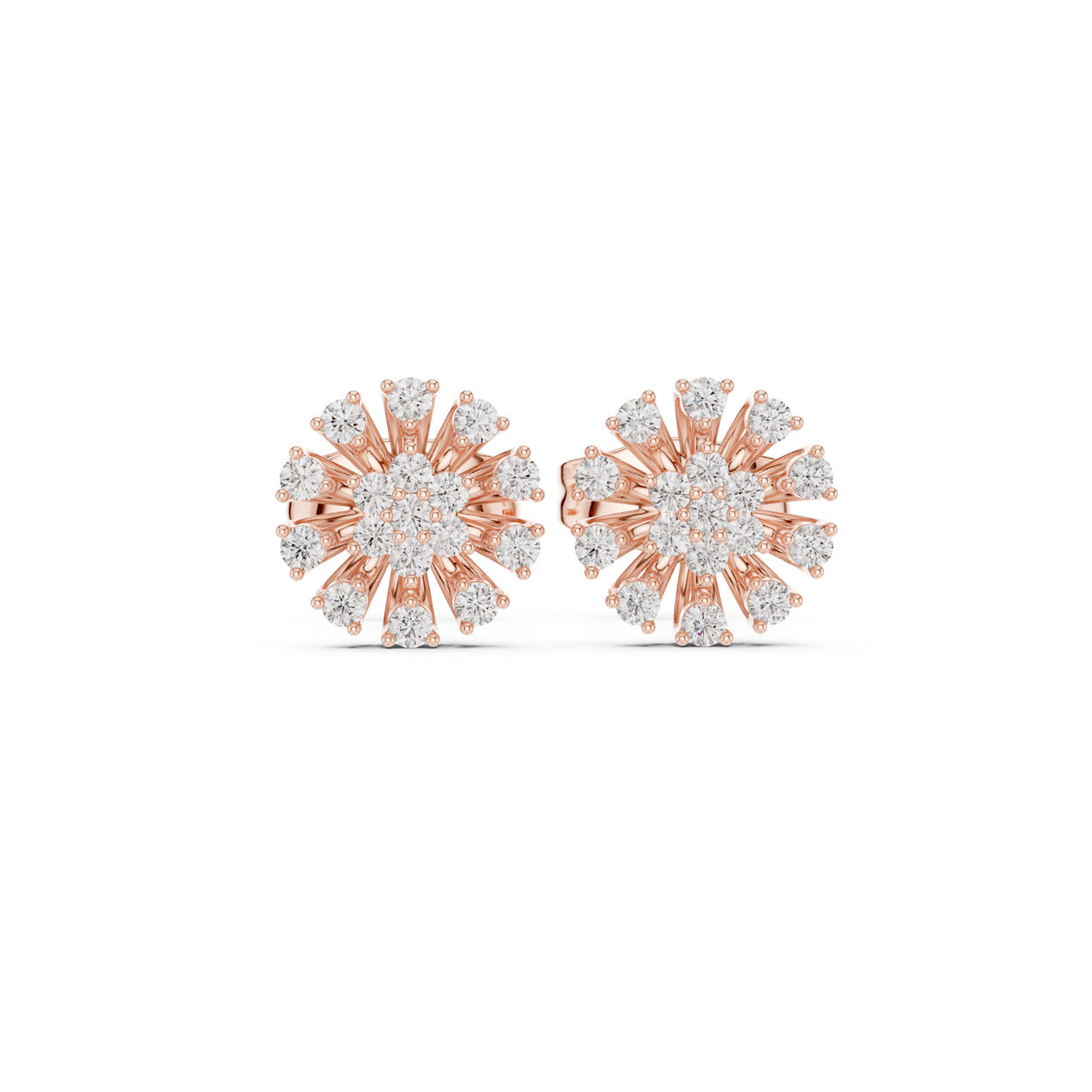 .19 Ct. Round Diamond Sunburst Earrings with Sculpted Prong Setting (9#10089E) 8