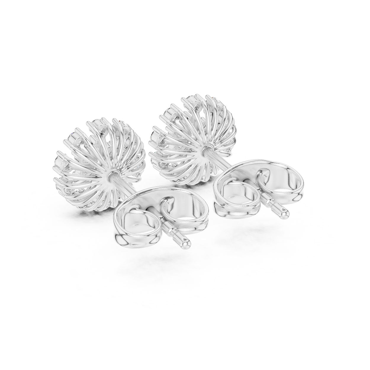 .19 Ct. Round Diamond Sunburst Earrings with Sculpted Prong Setting (9#10089E) 10