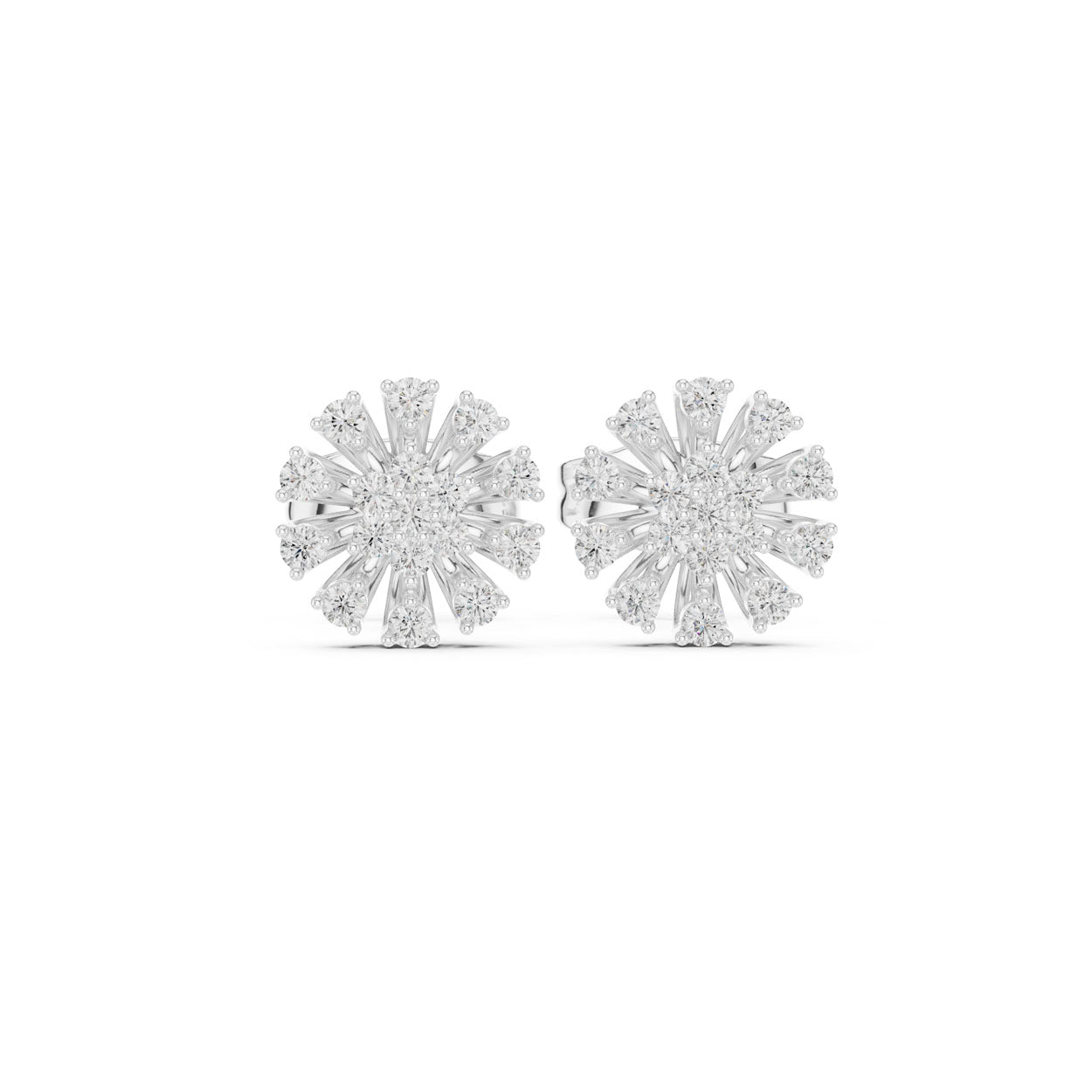 .19 Ct. Round Diamond Sunburst Earrings with Sculpted Prong Setting (9#10089E)