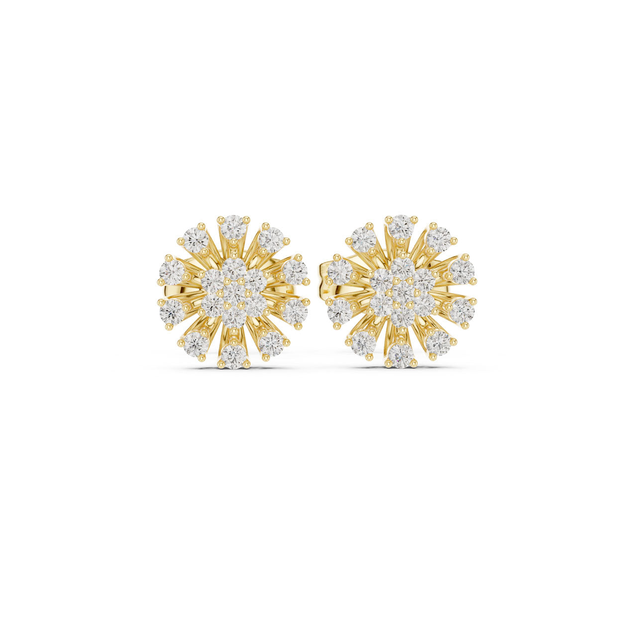 .19 Ct. Round Diamond Sunburst Earrings with Sculpted Prong Setting (9#10089E) 4