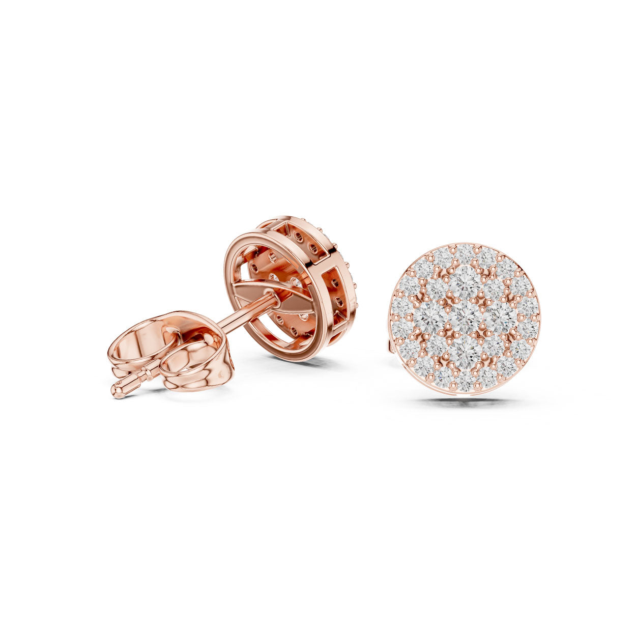 .33 Ct. Round Diamond Pavé Disc Earrings with Structured Bezel Edge (9#10096E) 12