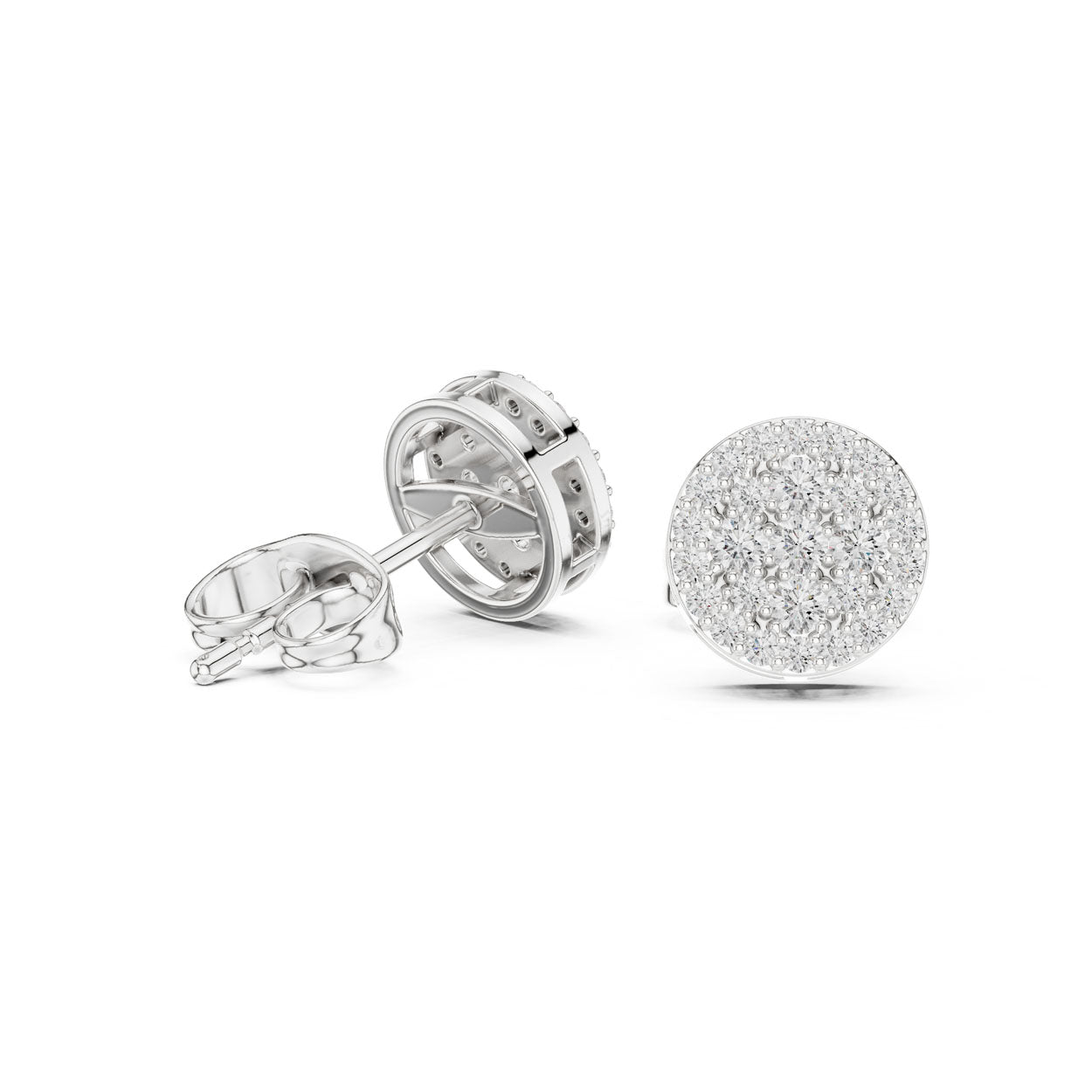 .33 Ct. Round Diamond Pavé Disc Earrings with Structured Bezel Edge (9#10096E) 8