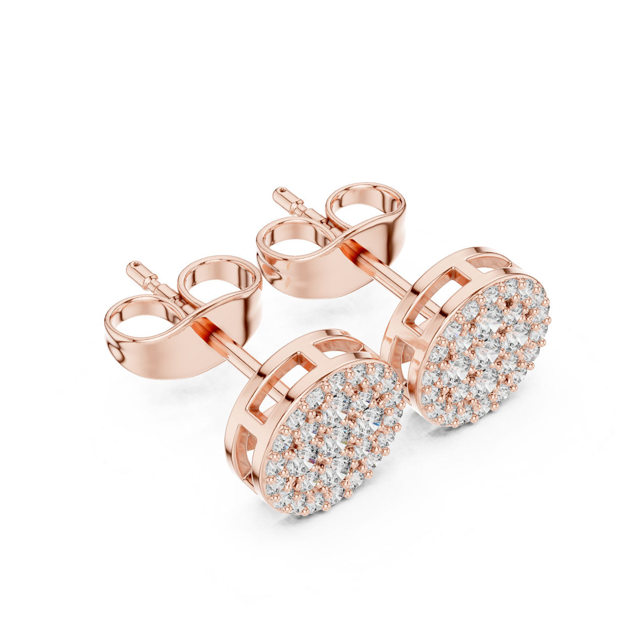 .33 Ct. Round Diamond Pavé Disc Earrings with Structured Bezel Edge (9#10096E) 9