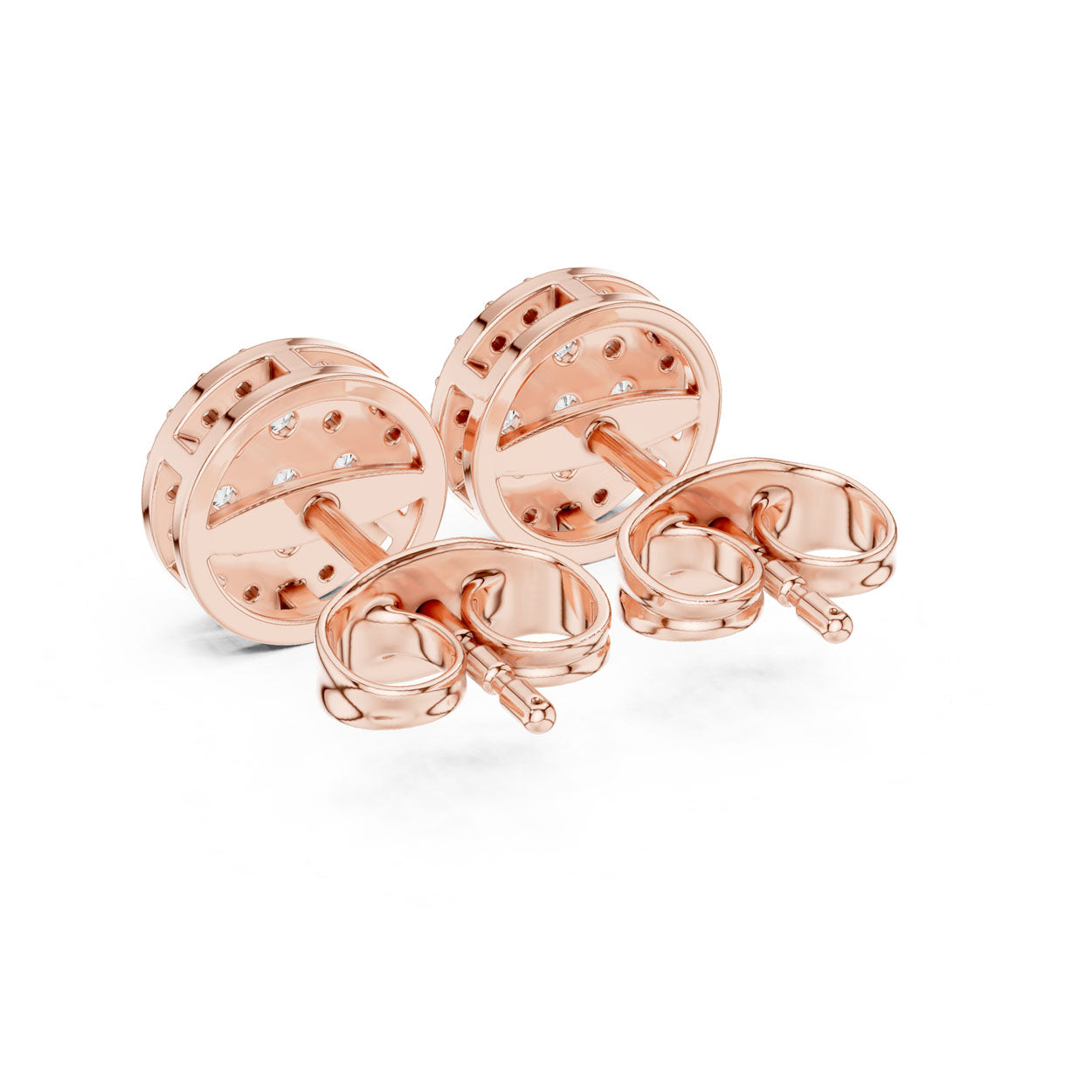 .33 Ct. Round Diamond Pavé Disc Earrings with Structured Bezel Edge (9#10096E) 11