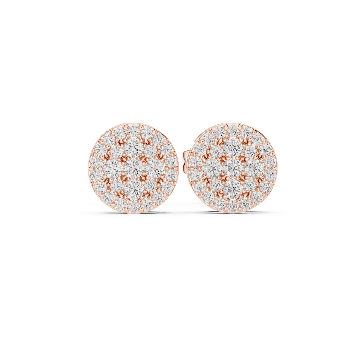 .33 Ct. Round Diamond Pavé Disc Earrings with Structured Bezel Edge (9#10096E)