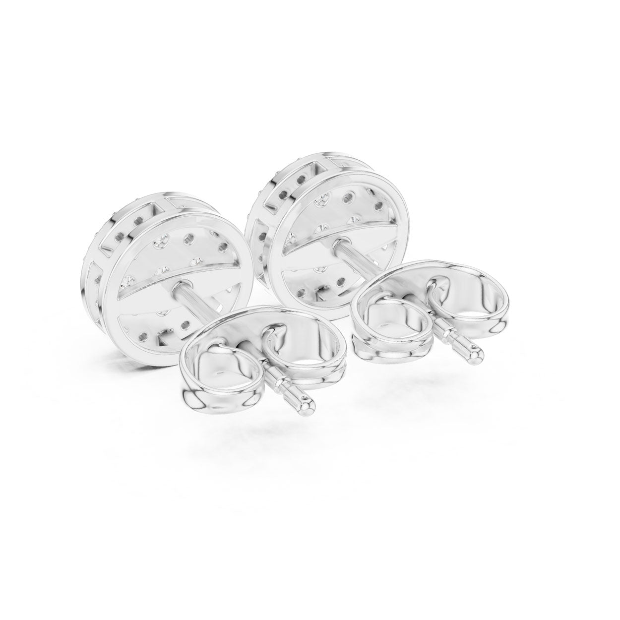.33 Ct. Round Diamond Pavé Disc Earrings with Structured Bezel Edge (9#10096E) 10