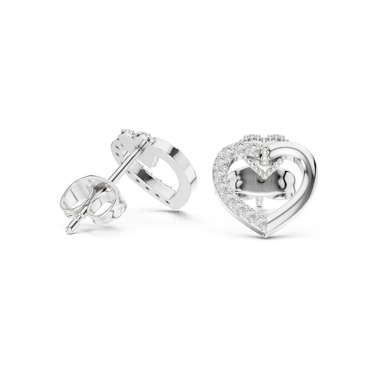 .12 Ct. Diamond Open Heart Earrings with Pavé Accent (9#10098E) 7