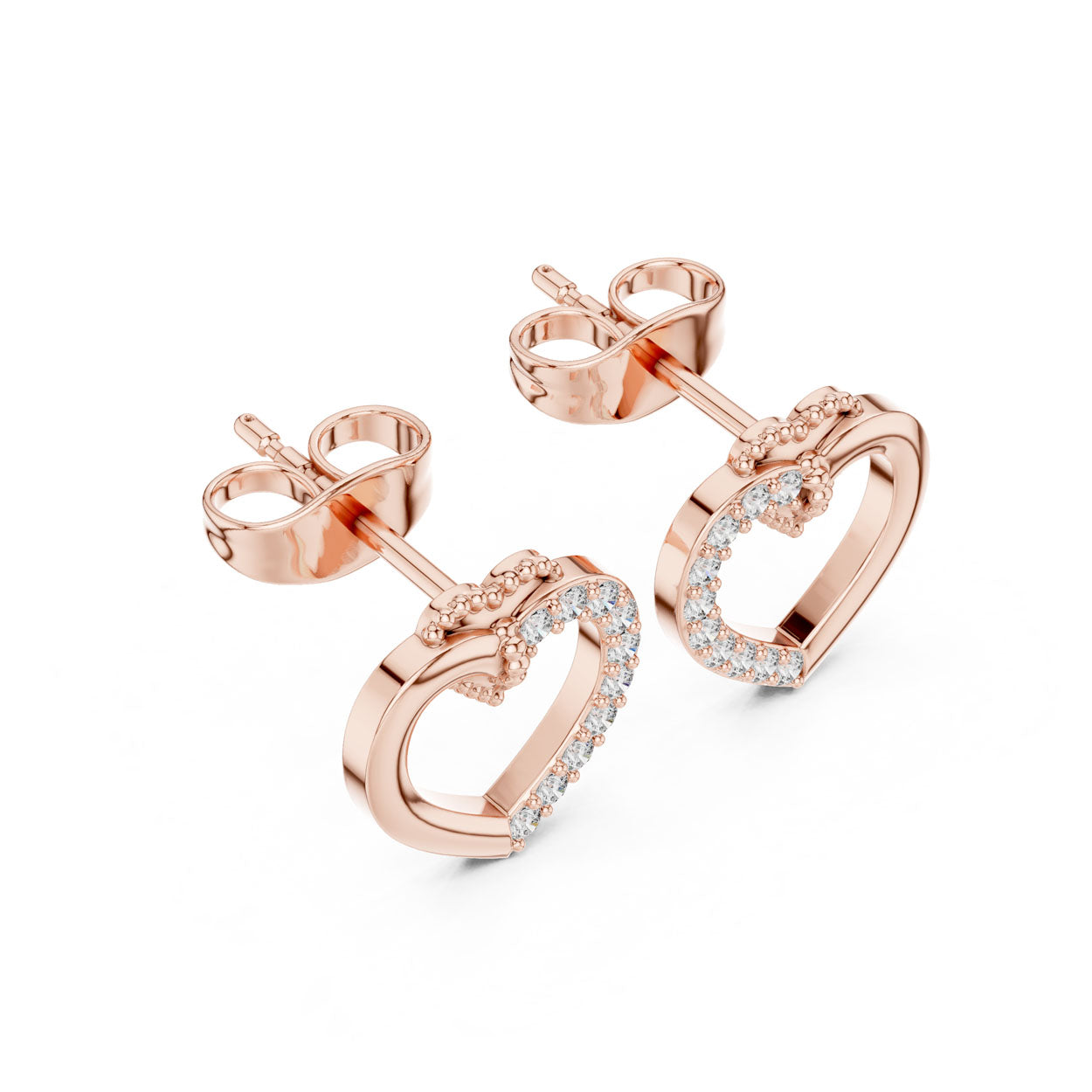 .12 Ct. Diamond Open Heart Earrings with Pavé Accent (9#10098E) 8