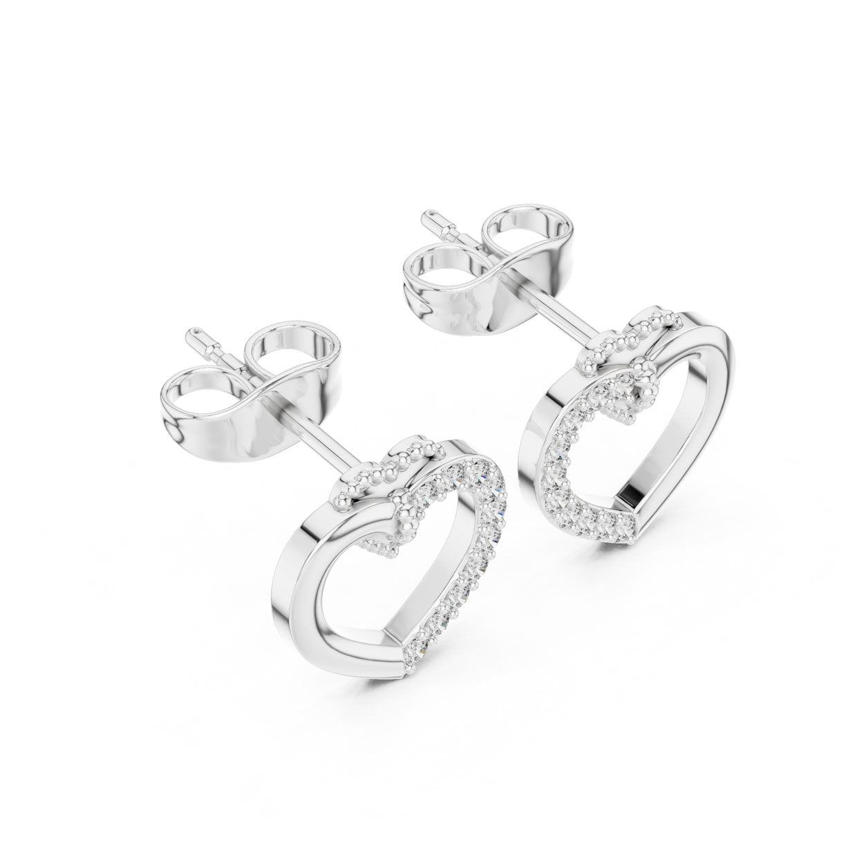 .12 Ct. Diamond Open Heart Earrings with Pavé Accent (9#10098E) 11