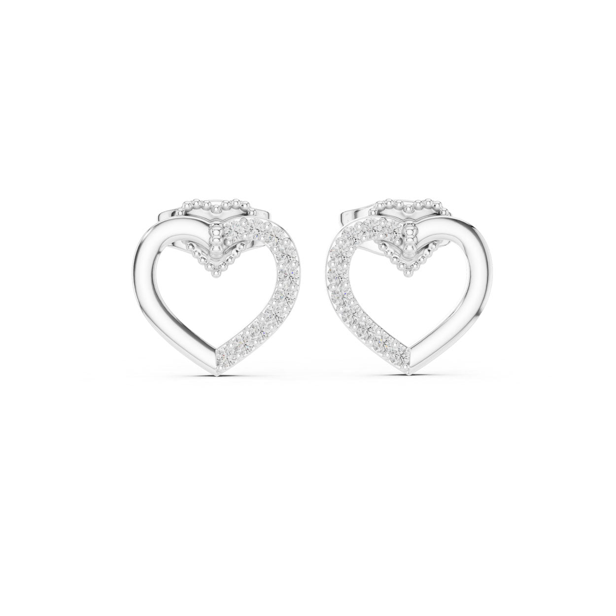 .12 Ct. Diamond Open Heart Earrings with Pavé Accent (9#10098E) 6