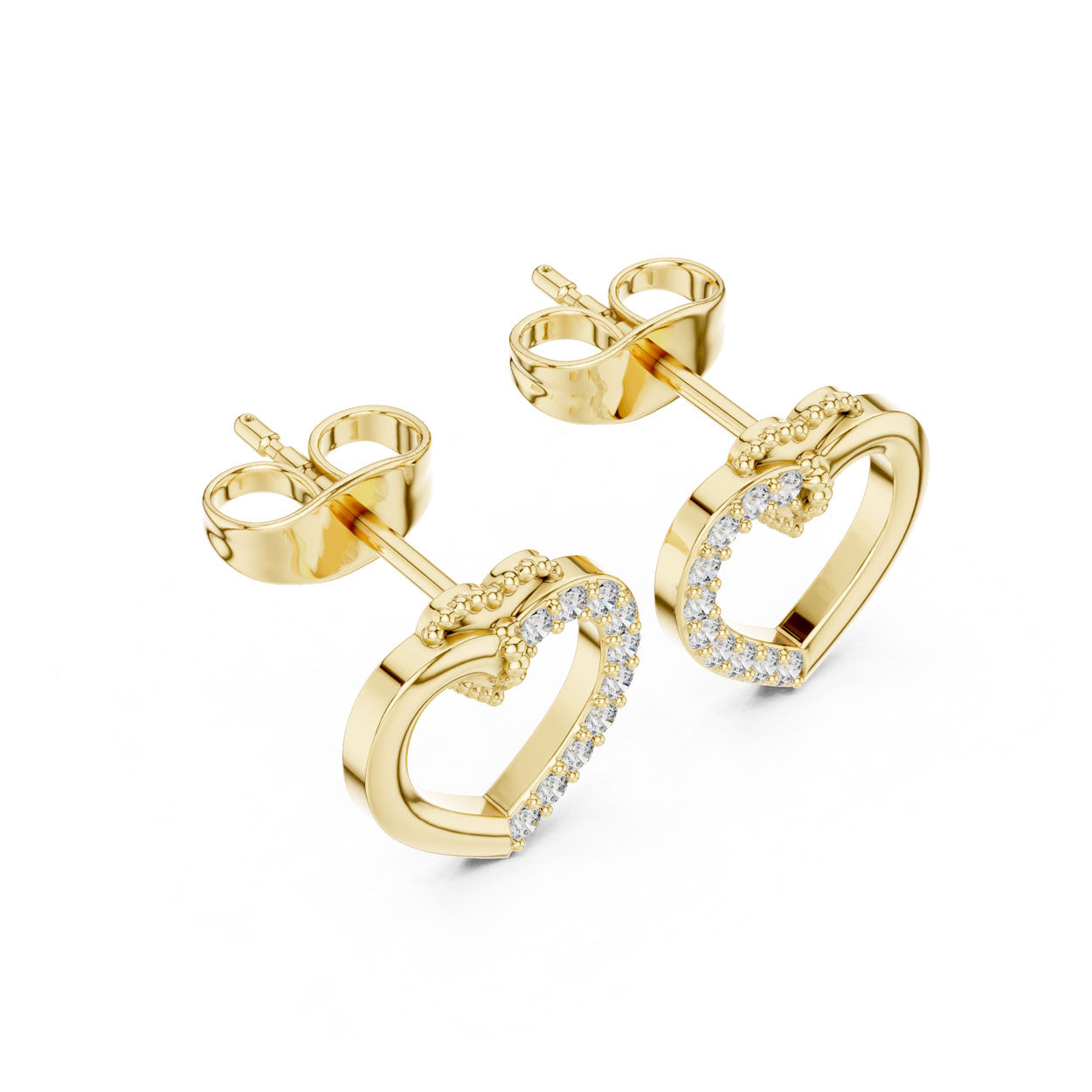 .12 Ct. Diamond Open Heart Earrings with Pavé Accent (9#10098E)
