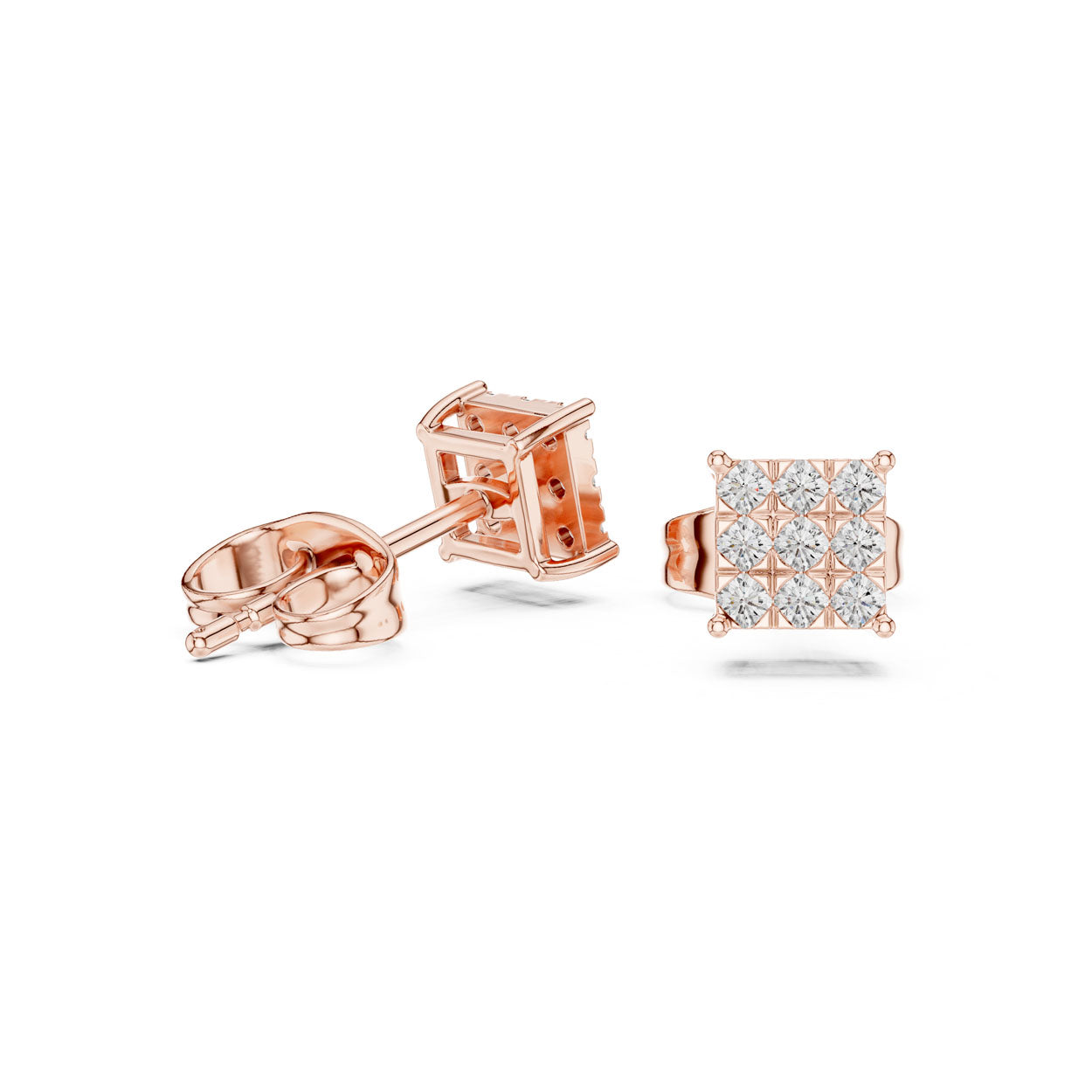 .18 Ct. Square Diamond Cluster Earrings with Invisible-Style Setting (9#10099E) 7