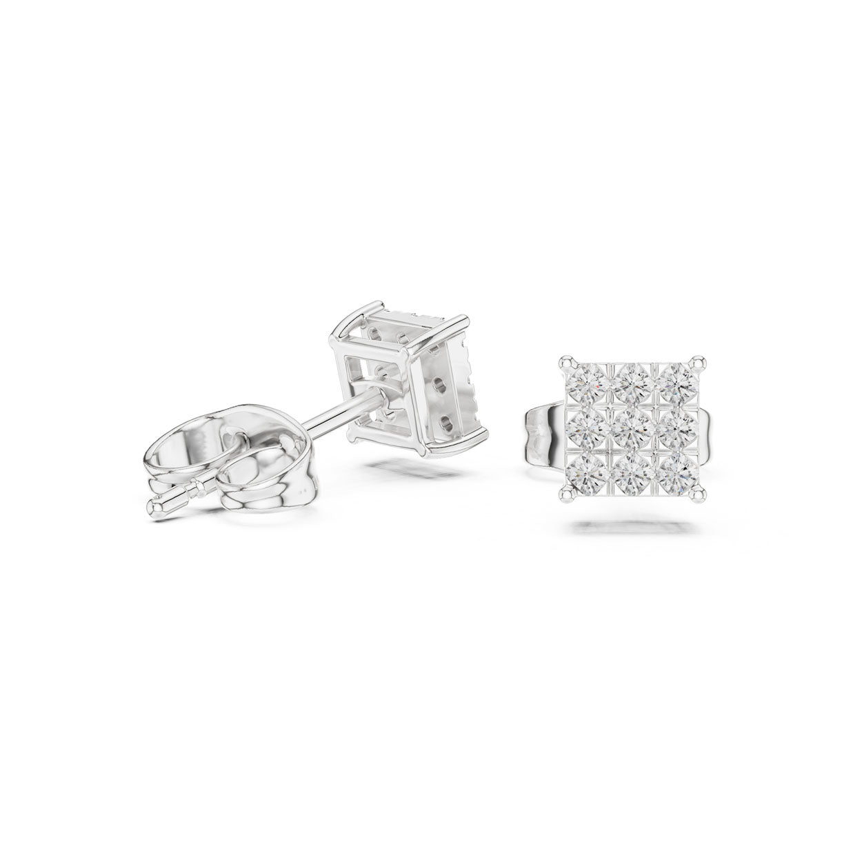 .18 Ct. Square Diamond Cluster Earrings with Invisible-Style Setting (9#10099E) 12