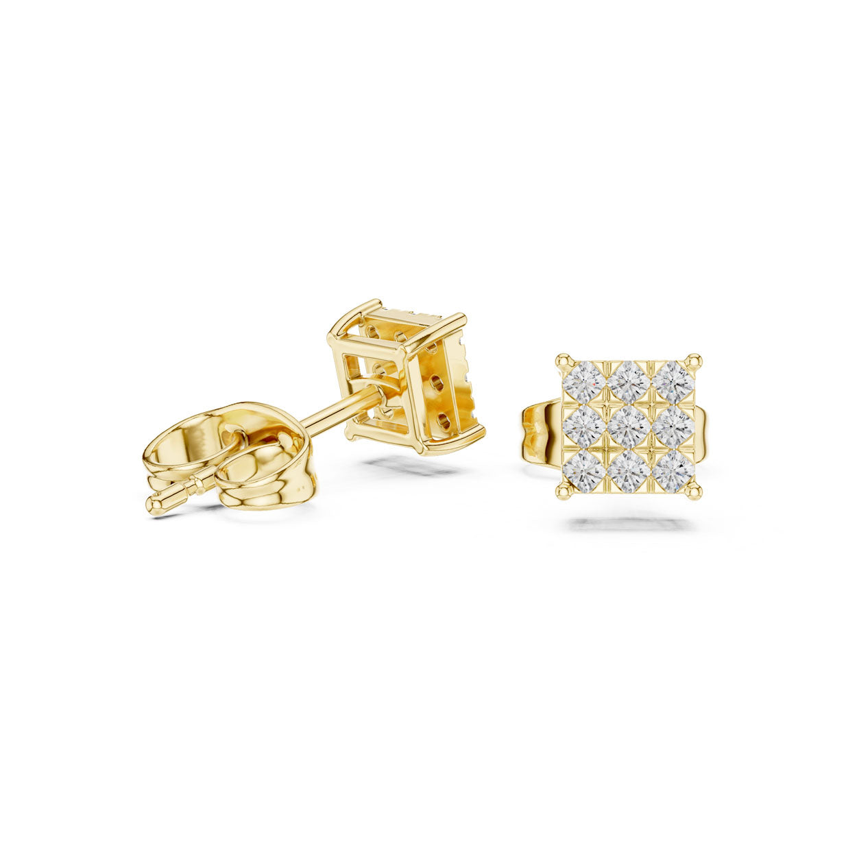 .18 Ct. Square Diamond Cluster Earrings with Invisible-Style Setting (9#10099E) 3