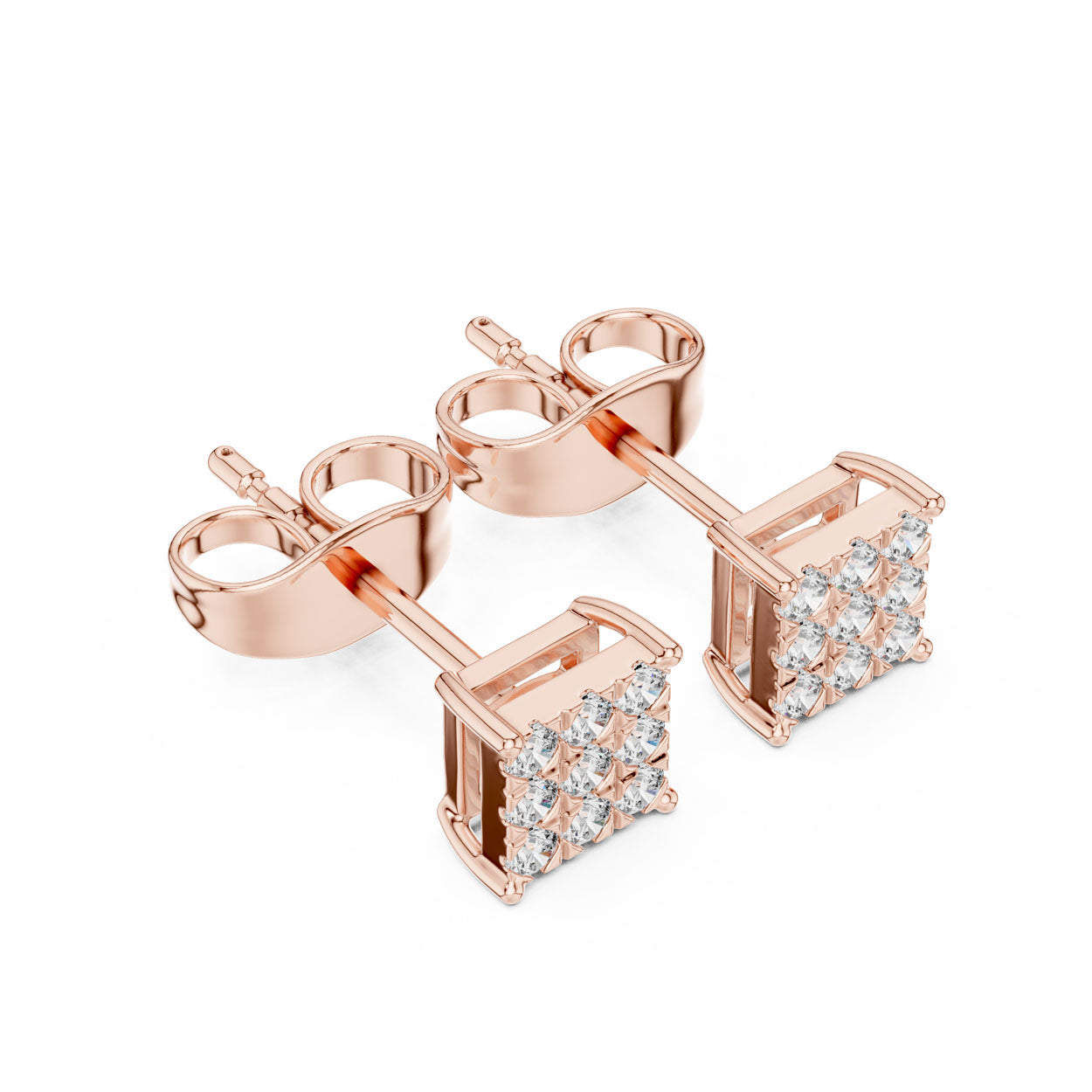 .18 Ct. Square Diamond Cluster Earrings with Invisible-Style Setting (9#10099E) 9