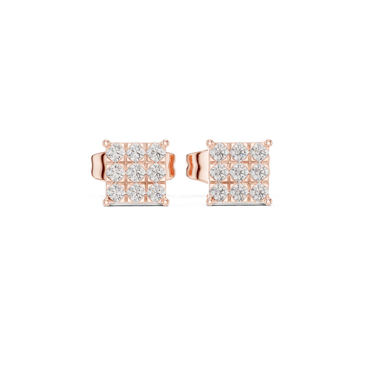 .18 Ct. Square Diamond Cluster Earrings with Invisible-Style Setting (9#10099E) 8