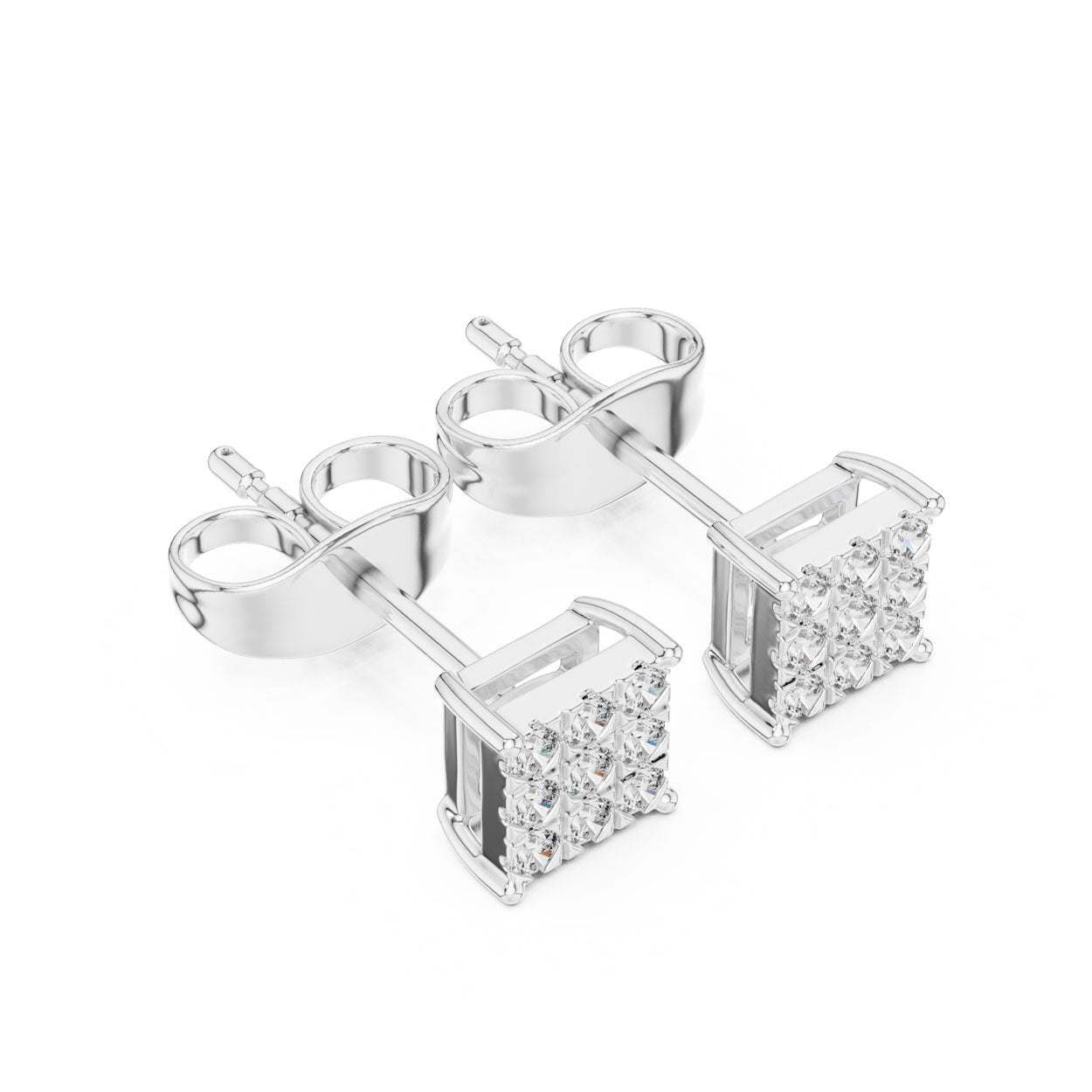 .18 Ct. Square Diamond Cluster Earrings with Invisible-Style Setting (9#10099E) 6