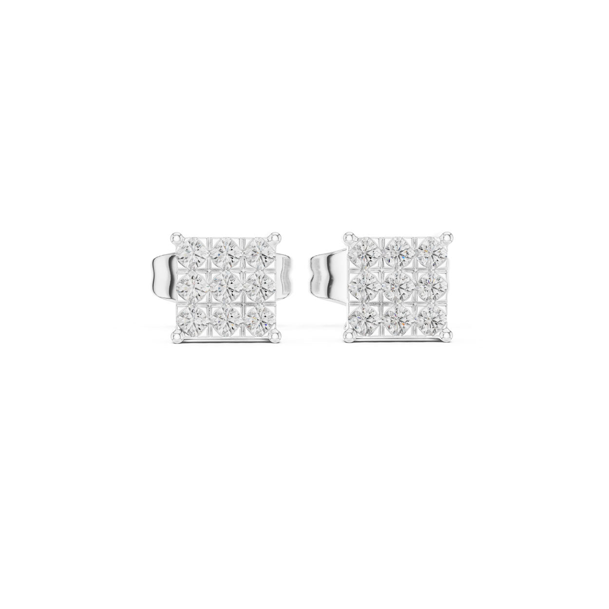 .18 Ct. Square Diamond Cluster Earrings with Invisible-Style Setting (9#10099E)
