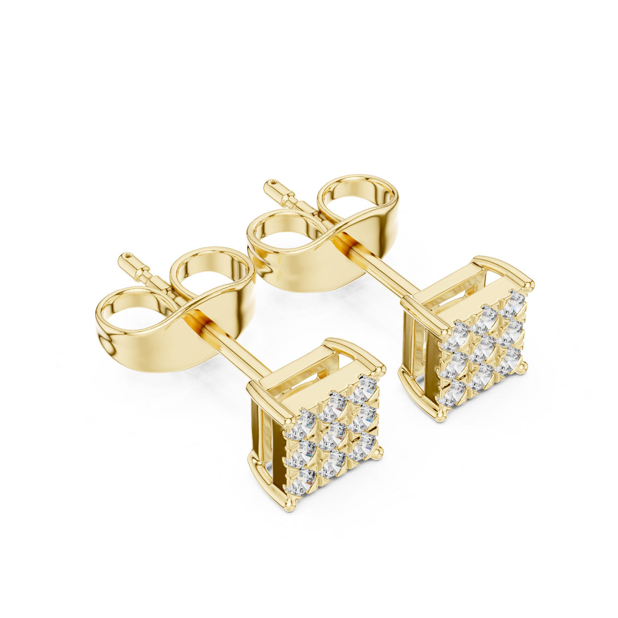 .18 Ct. Square Diamond Cluster Earrings with Invisible-Style Setting (9#10099E)