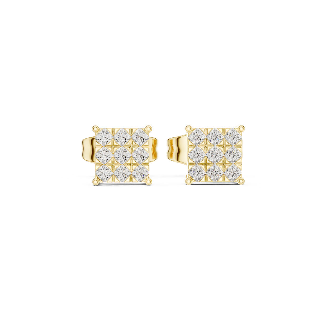 .18 Ct. Square Diamond Cluster Earrings with Invisible-Style Setting (9#10099E) 4