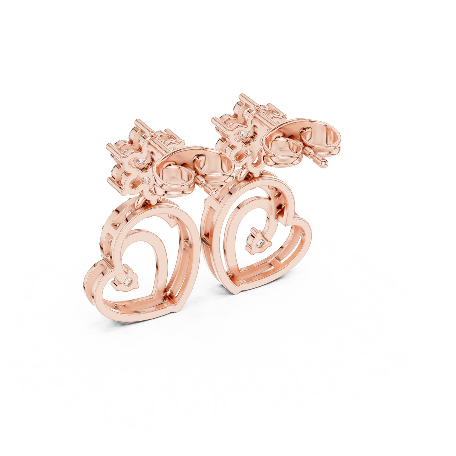 .61 Ct. Diamond Floral Drop Earrings with Open Heart Design (AER-103) 10