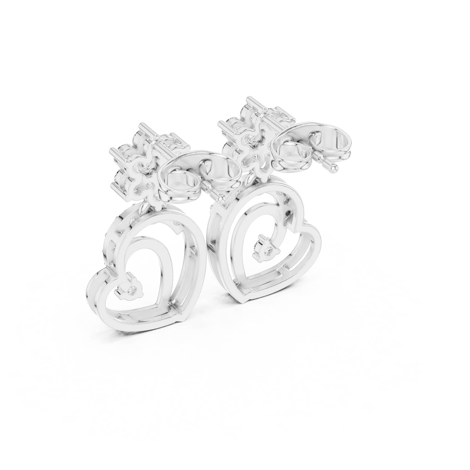 .61 Ct. Diamond Floral Drop Earrings with Open Heart Design (AER-103) 13