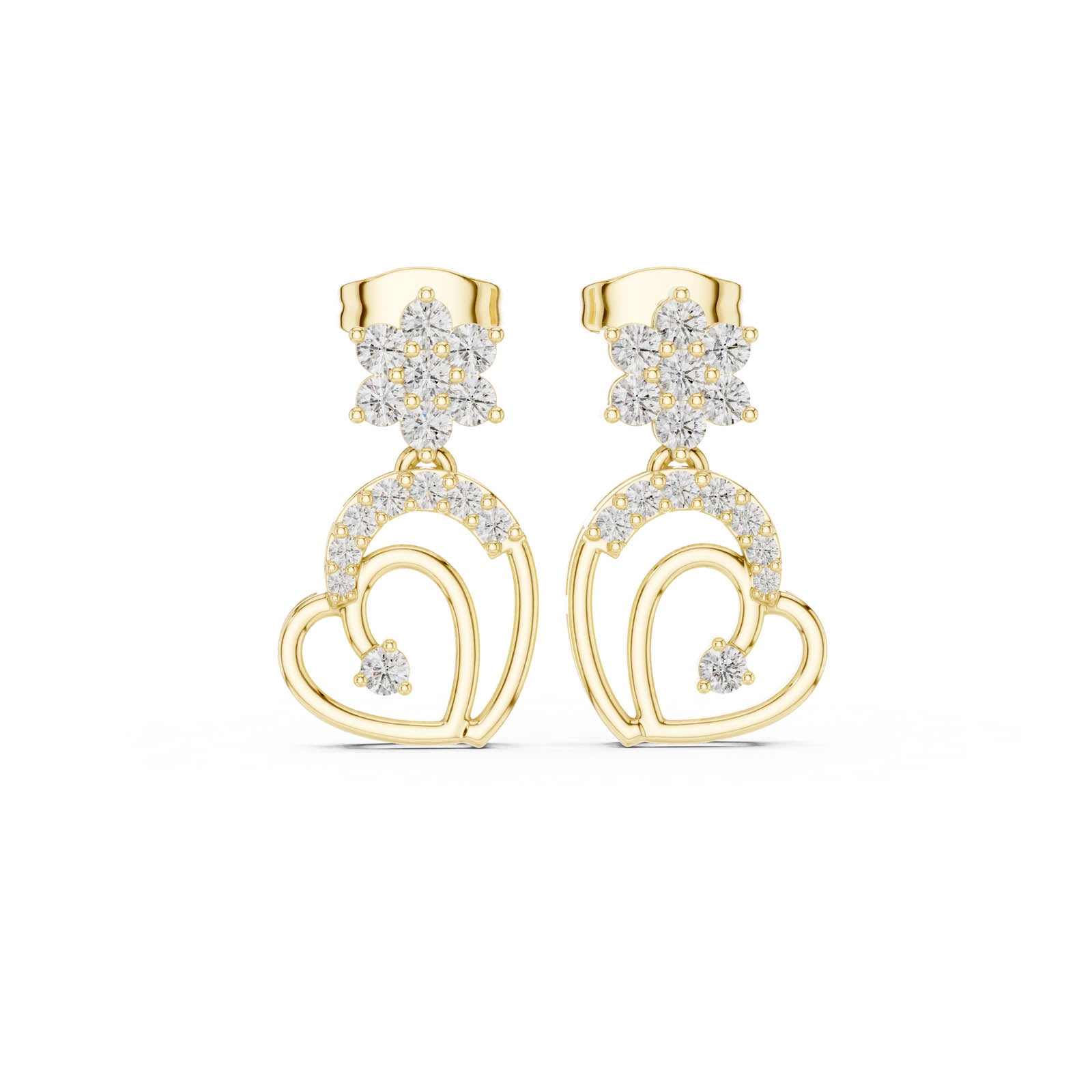 .61 Ct. Diamond Floral Drop Earrings with Open Heart Design (AER-103) 7