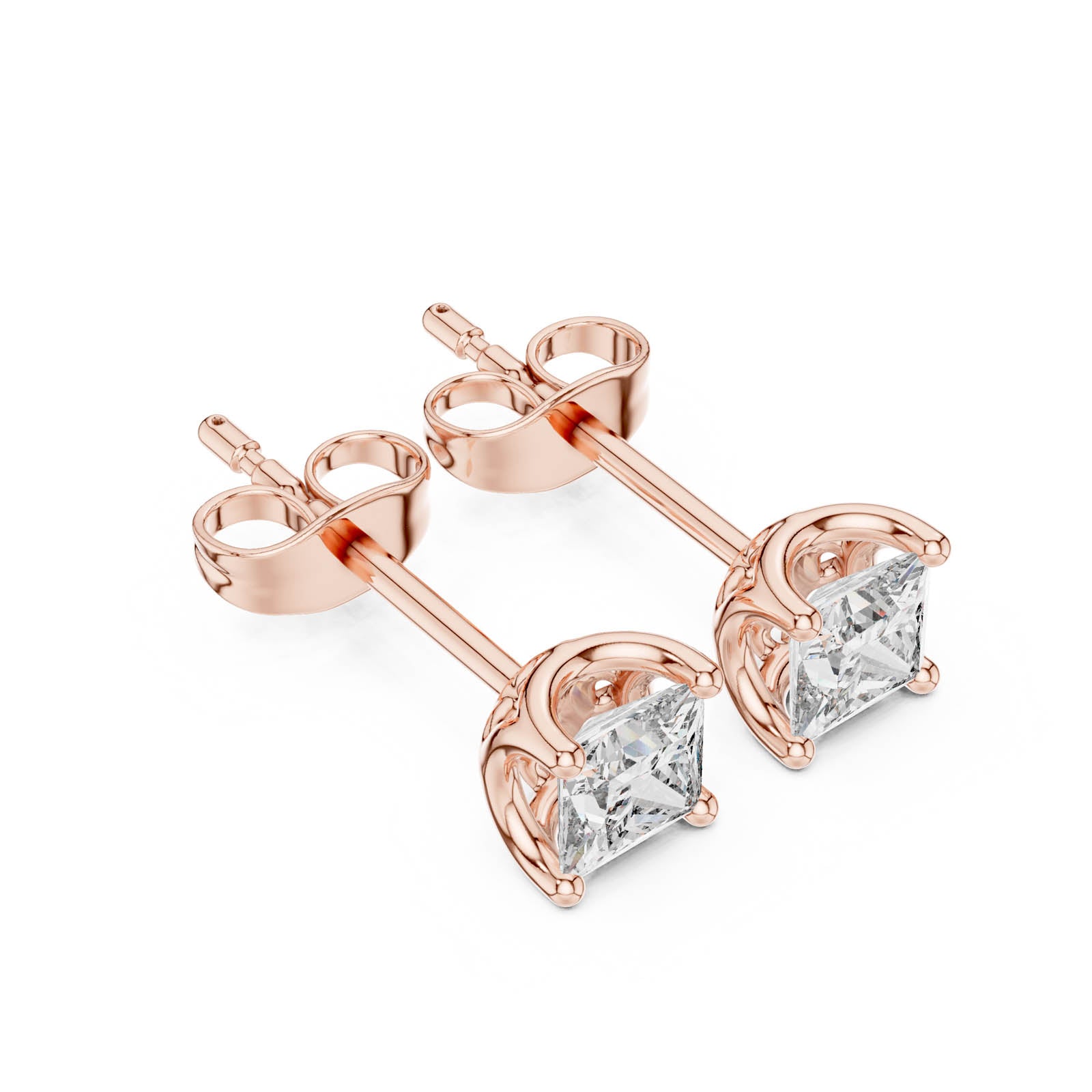 .43 Ct. Princess Cut Diamond Stud Earrings with Four-Prong Setting (AER-107) 9