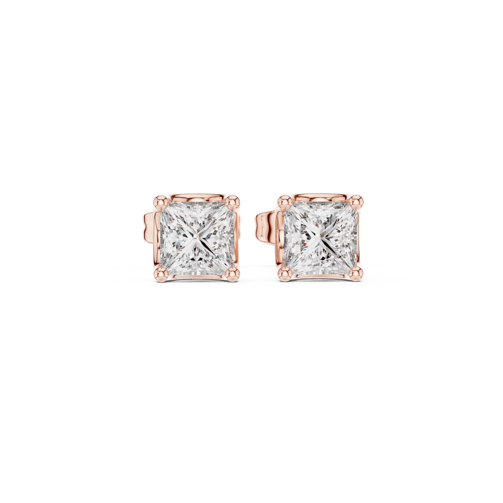 .43 Ct. Princess Cut Diamond Stud Earrings with Four-Prong Setting (AER-107) 11