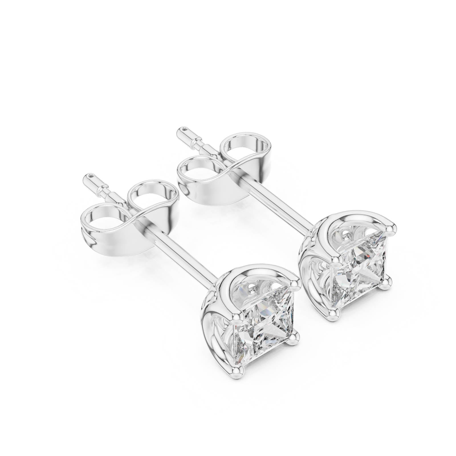 .43 Ct. Princess Cut Diamond Stud Earrings with Four-Prong Setting (AER-107) 12