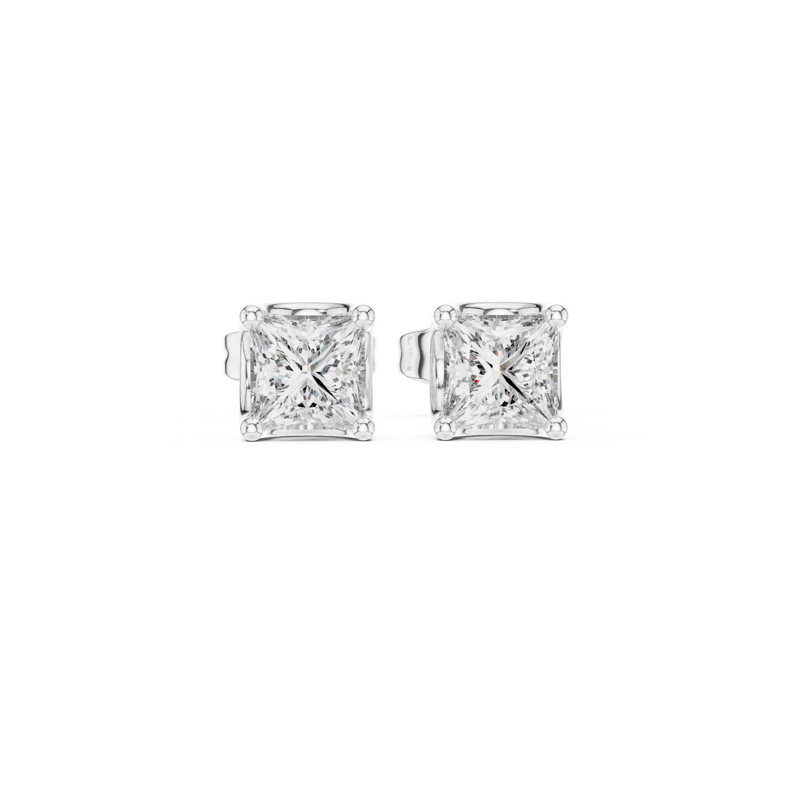 .43 Ct. Princess Cut Diamond Stud Earrings with Four-Prong Setting (AER-107) 1