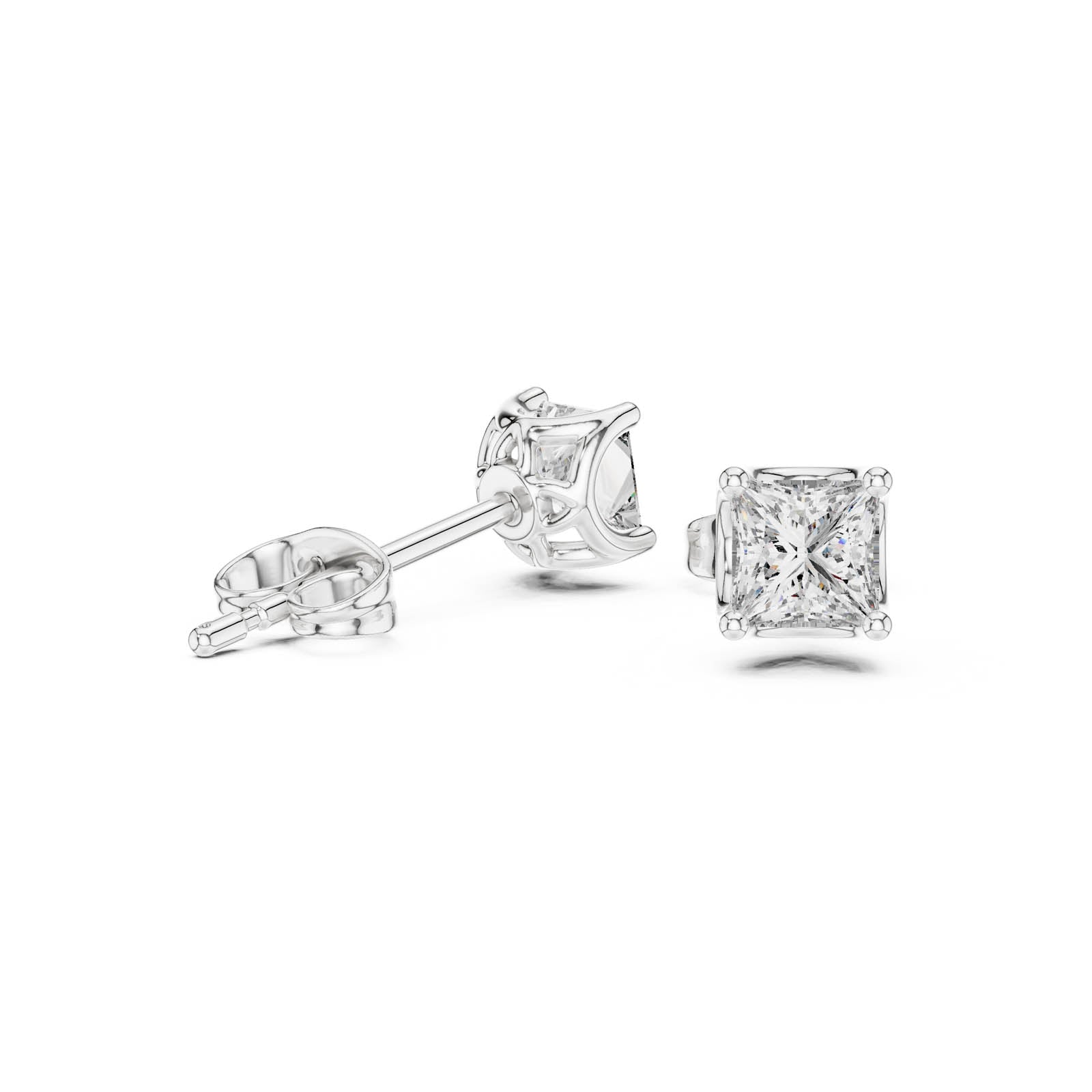 .43 Ct. Princess Cut Diamond Stud Earrings with Four-Prong Setting (AER-107) 7