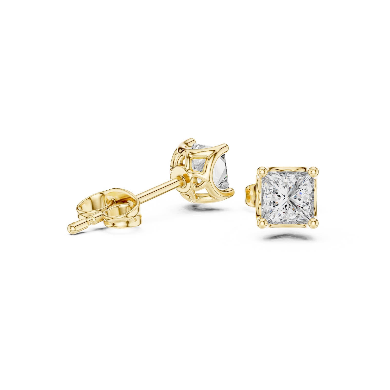 .43 Ct. Princess Cut Diamond Stud Earrings with Four-Prong Setting (AER-107) 8