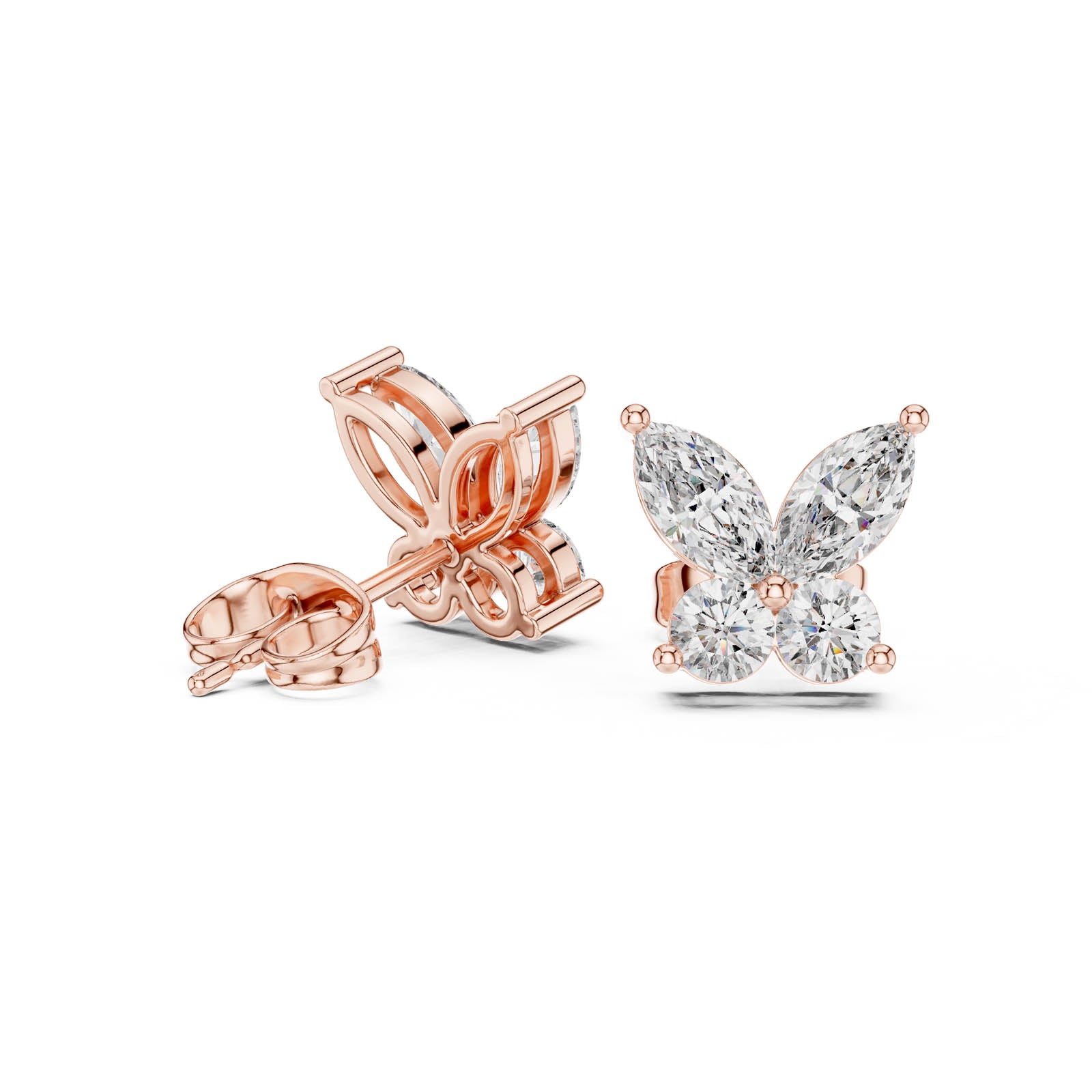 1.19 Ct. Butterfly Diamond Earrings with Marquise and Round Diamonds (AER-109) 4