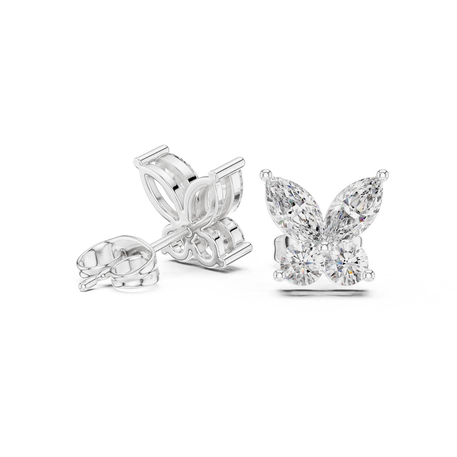 1.19 Ct. Butterfly Diamond Earrings with Marquise and Round Diamonds (AER-109) 9