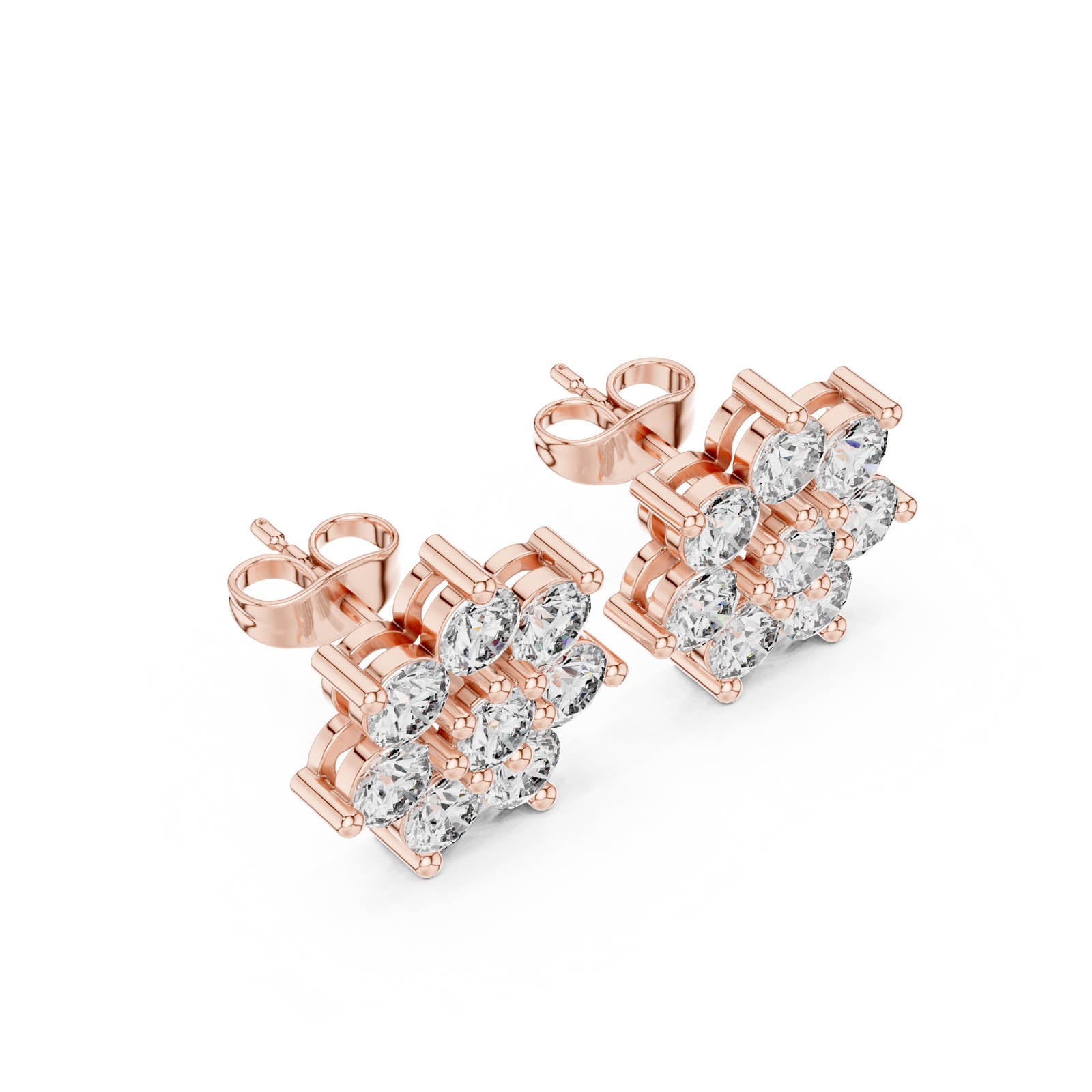 2.64 Ct. Floral Diamond Cluster Earrings (AER-174) 9