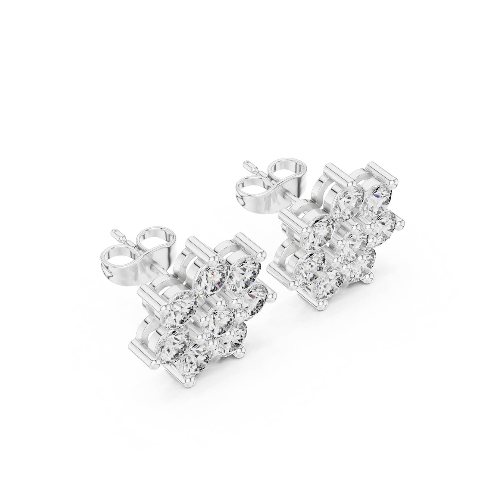 2.64 Ct. Floral Diamond Cluster Earrings (AER-174) 12