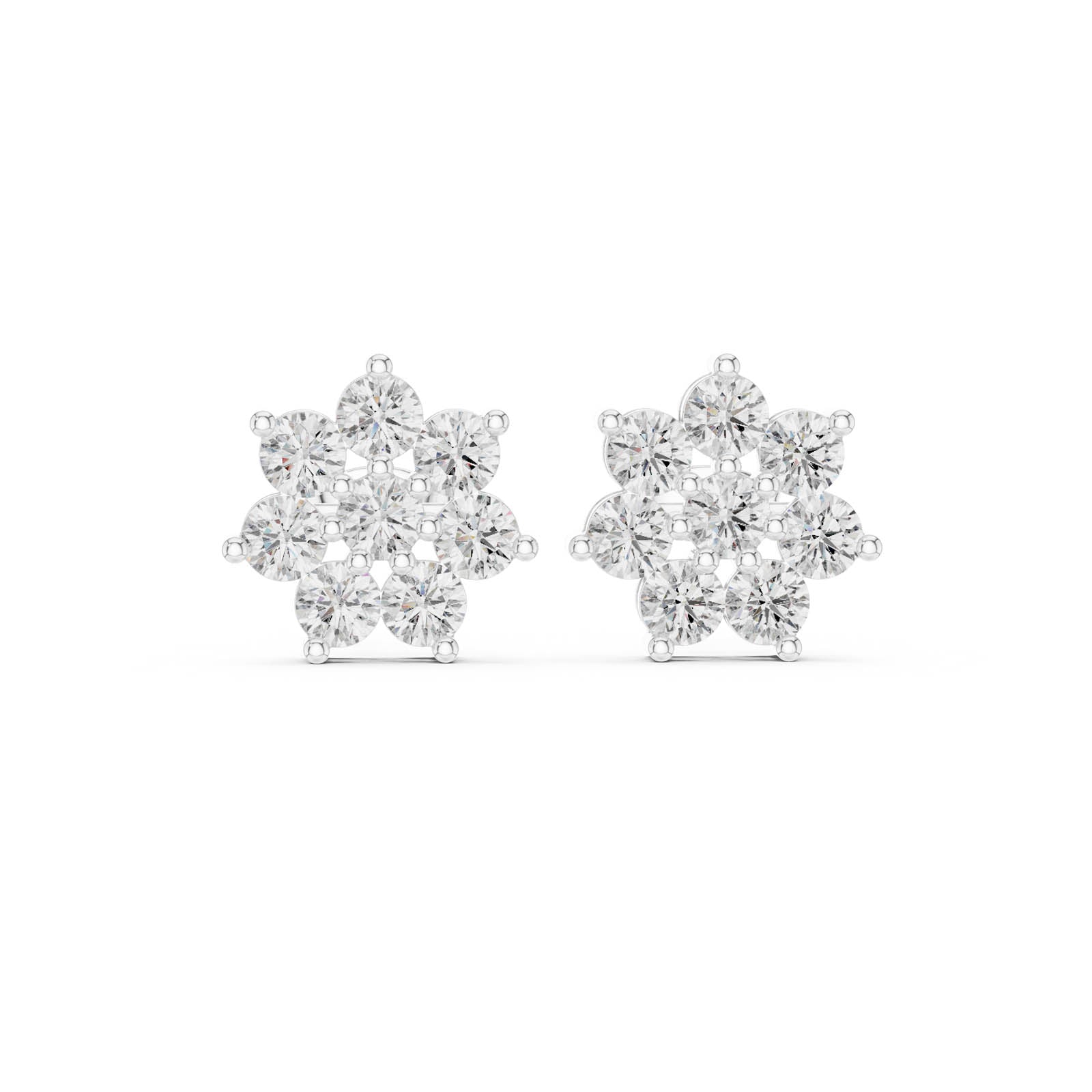 2.64 Ct. Floral Diamond Cluster Earrings (AER-174) 1