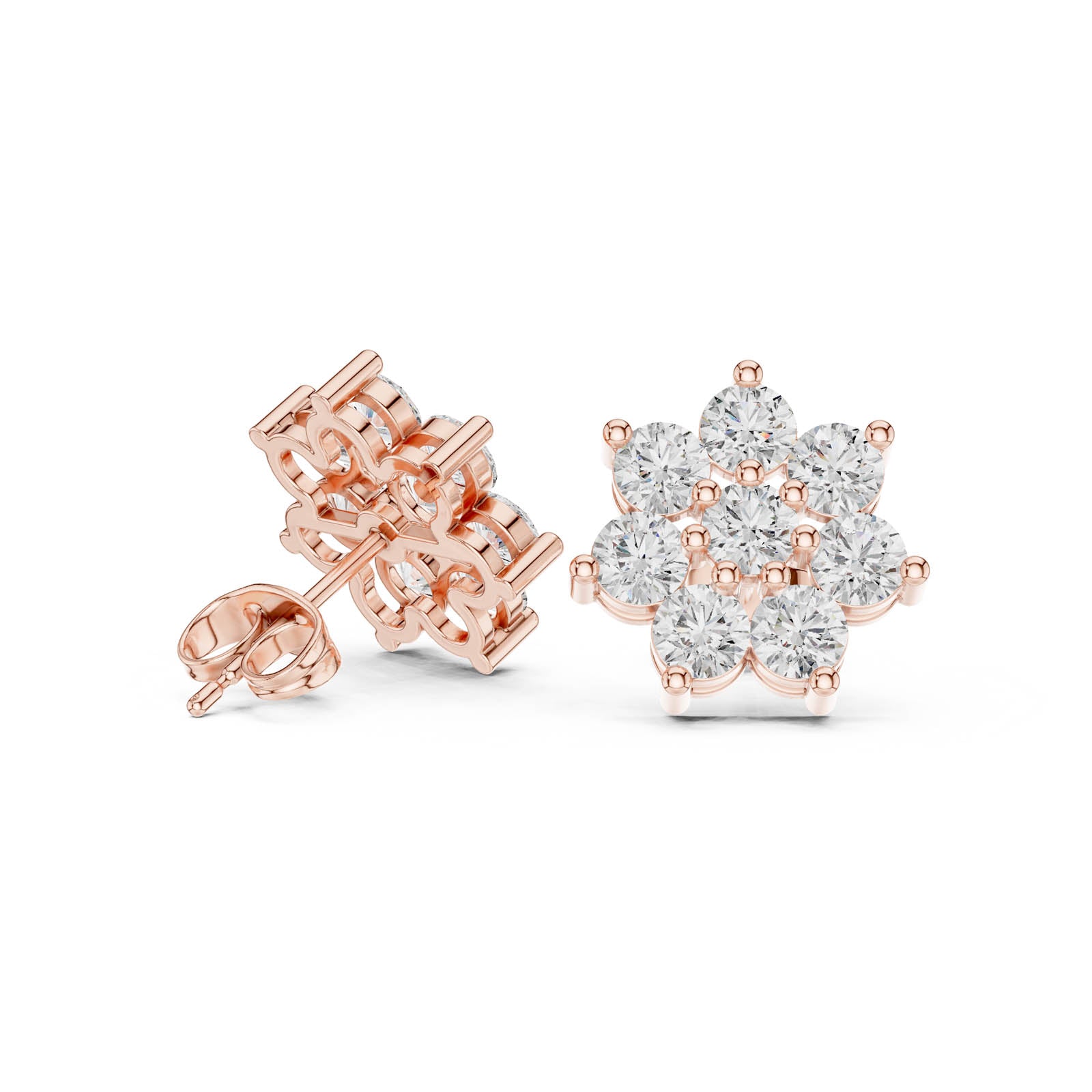 2.64 Ct. Floral Diamond Cluster Earrings (AER-174) 4
