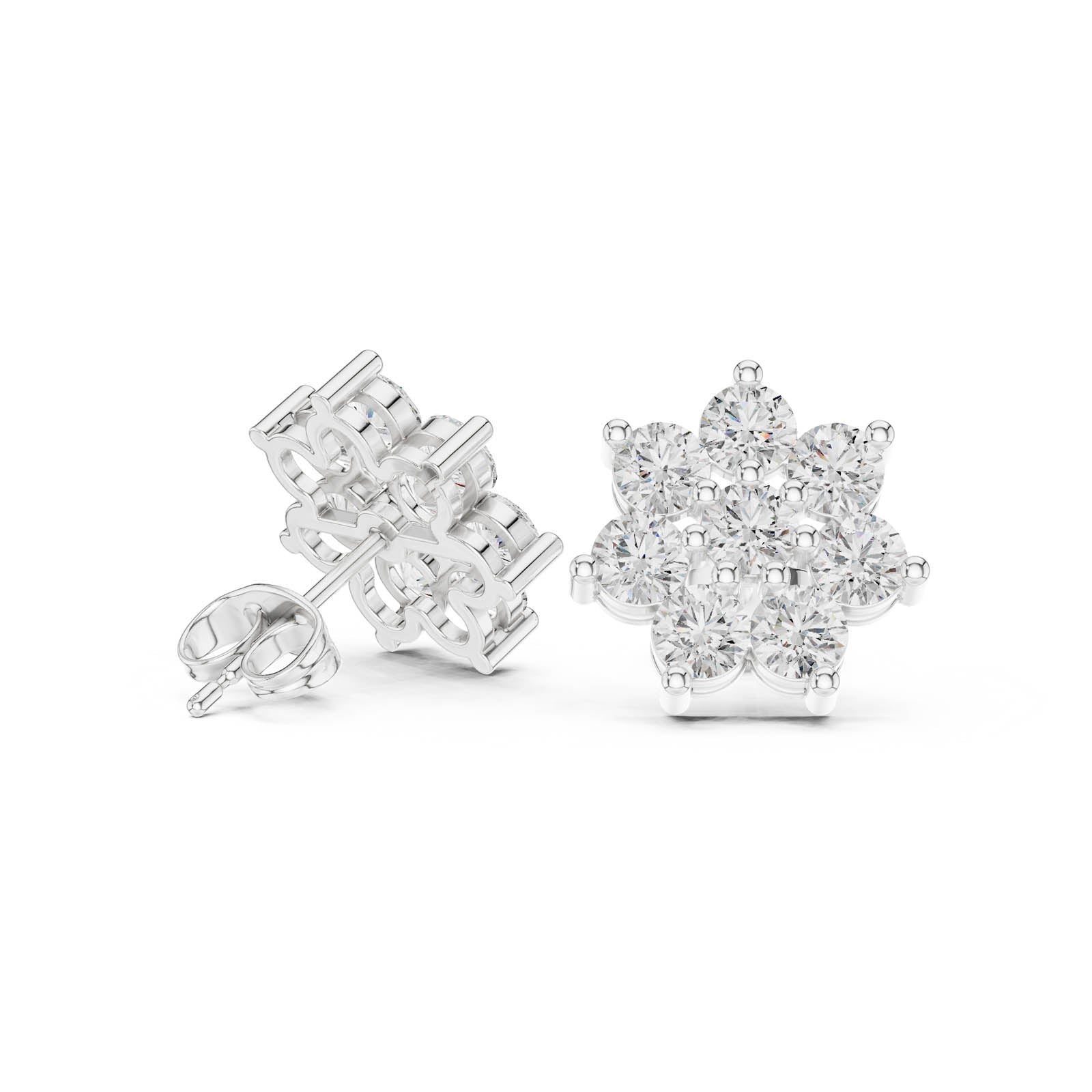 2.64 Ct. Floral Diamond Cluster Earrings (AER-174) 7