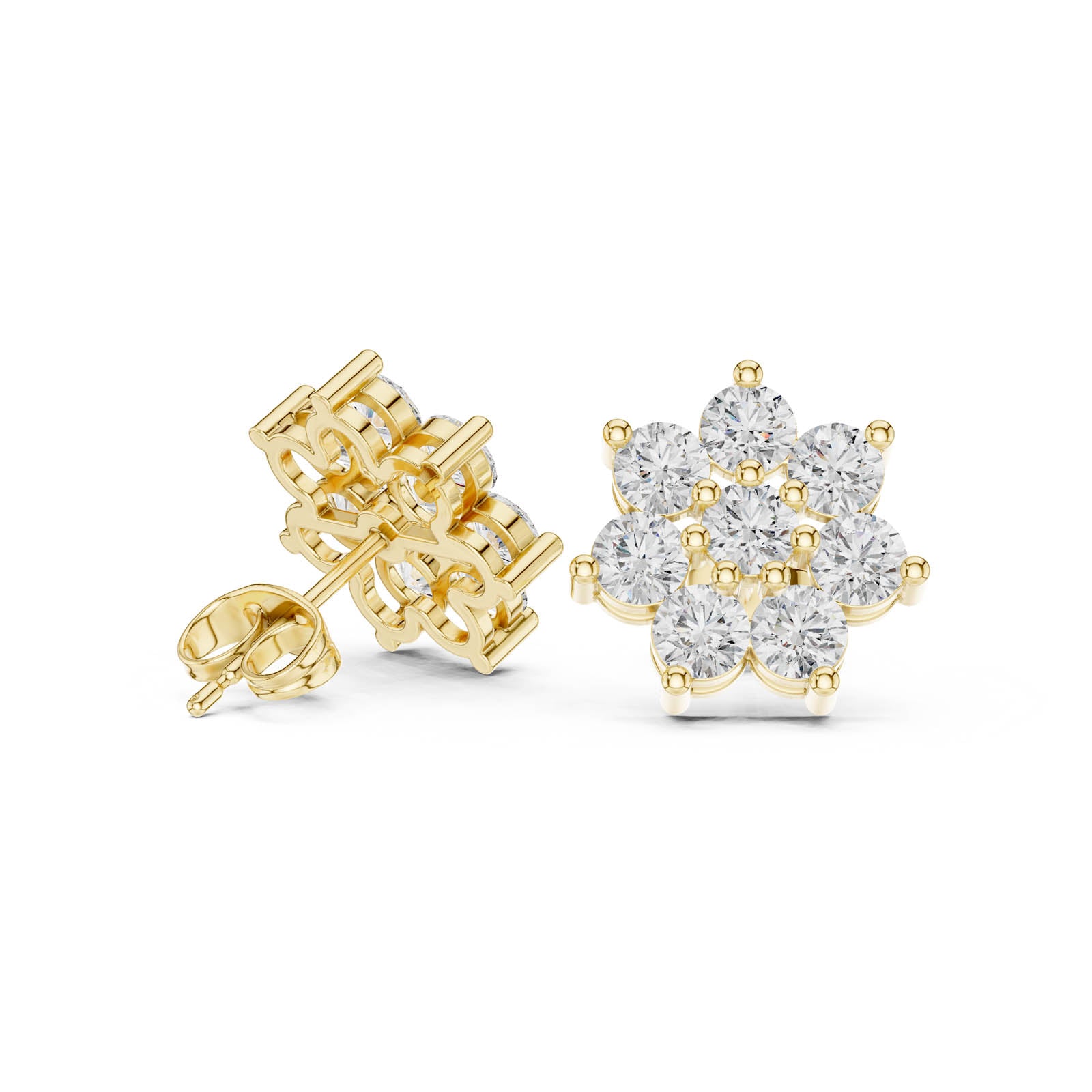 2.64 Ct. Floral Diamond Cluster Earrings (AER-174) 8